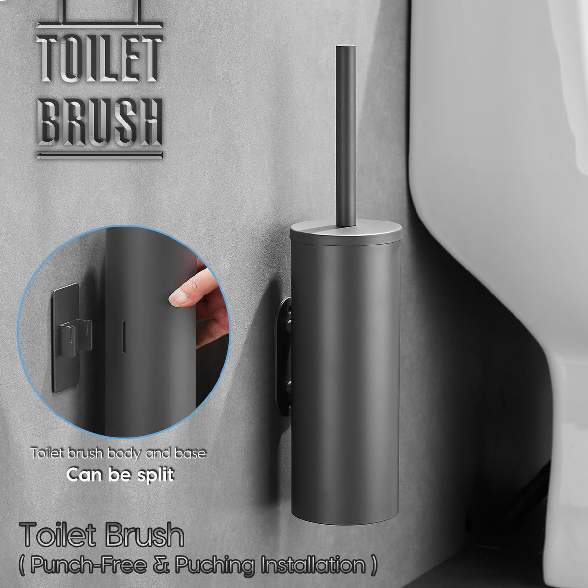 Gray Toilet Brush and Holder Set Stainless Steel No