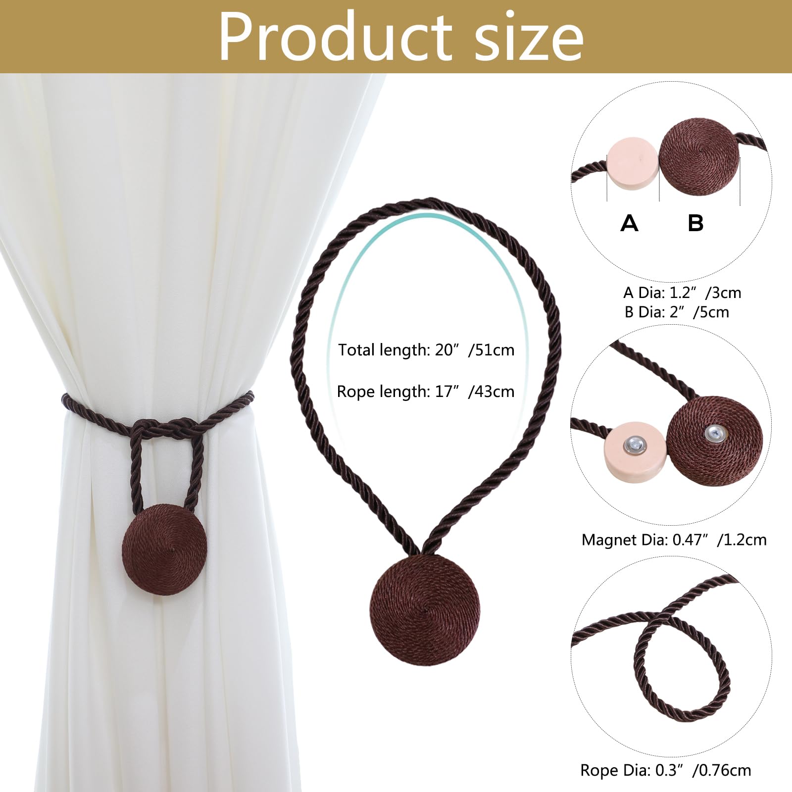 Magnetic Curtain Tiebacks (4 Count)