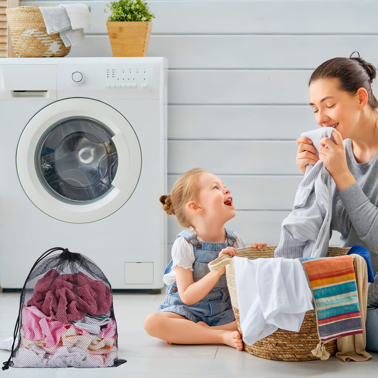 13"X15.5" 24Pcs Mesh Laundry Drawstring Bag Nylon Drawstring Gym Bag with Cord Lock Closure (24 Count)