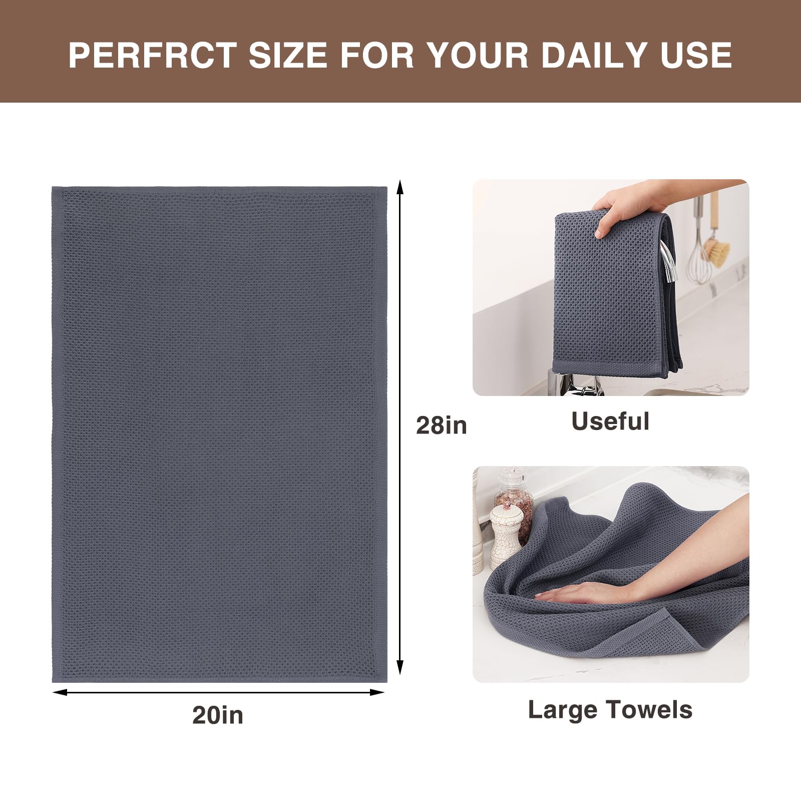 100% Cotton Oversized Waffle Weave Kitchen Towels 12 (12 Count)