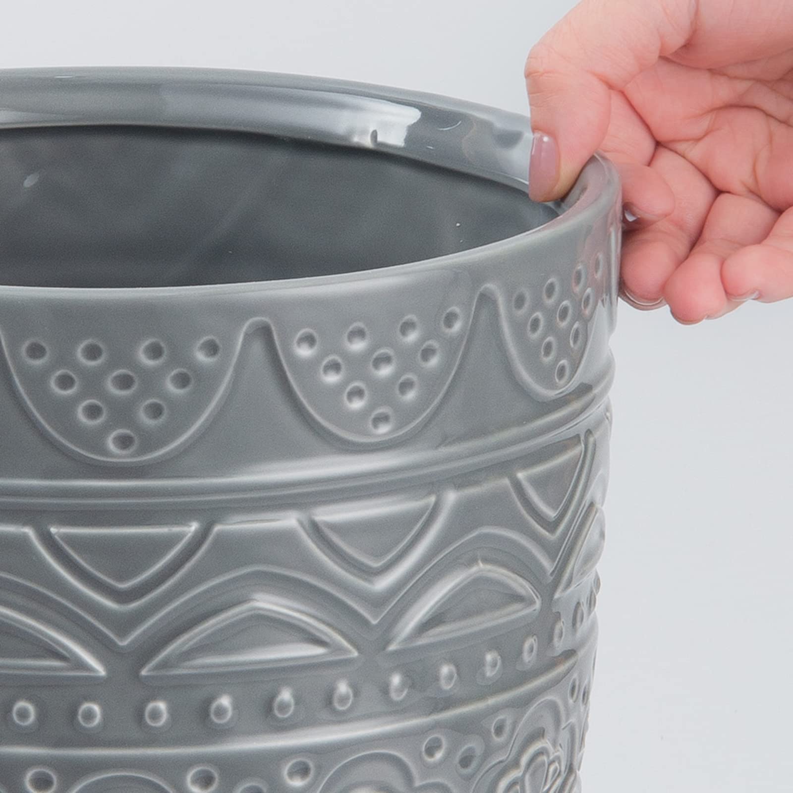 Round Ceramic Small Trash Can Wastebasket
