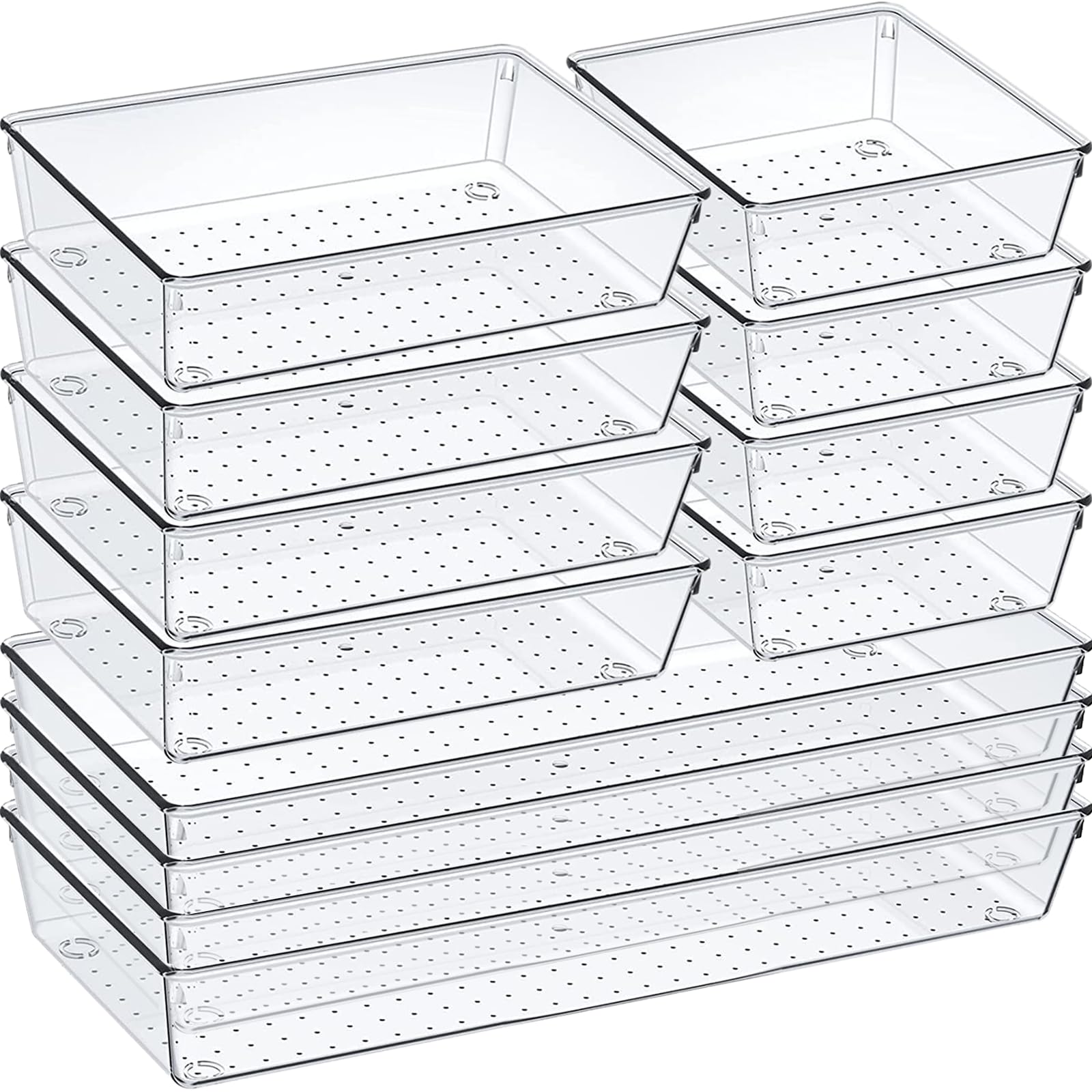 12 Pack Clear Plastic Drawer Organizer Set (12 Count)
