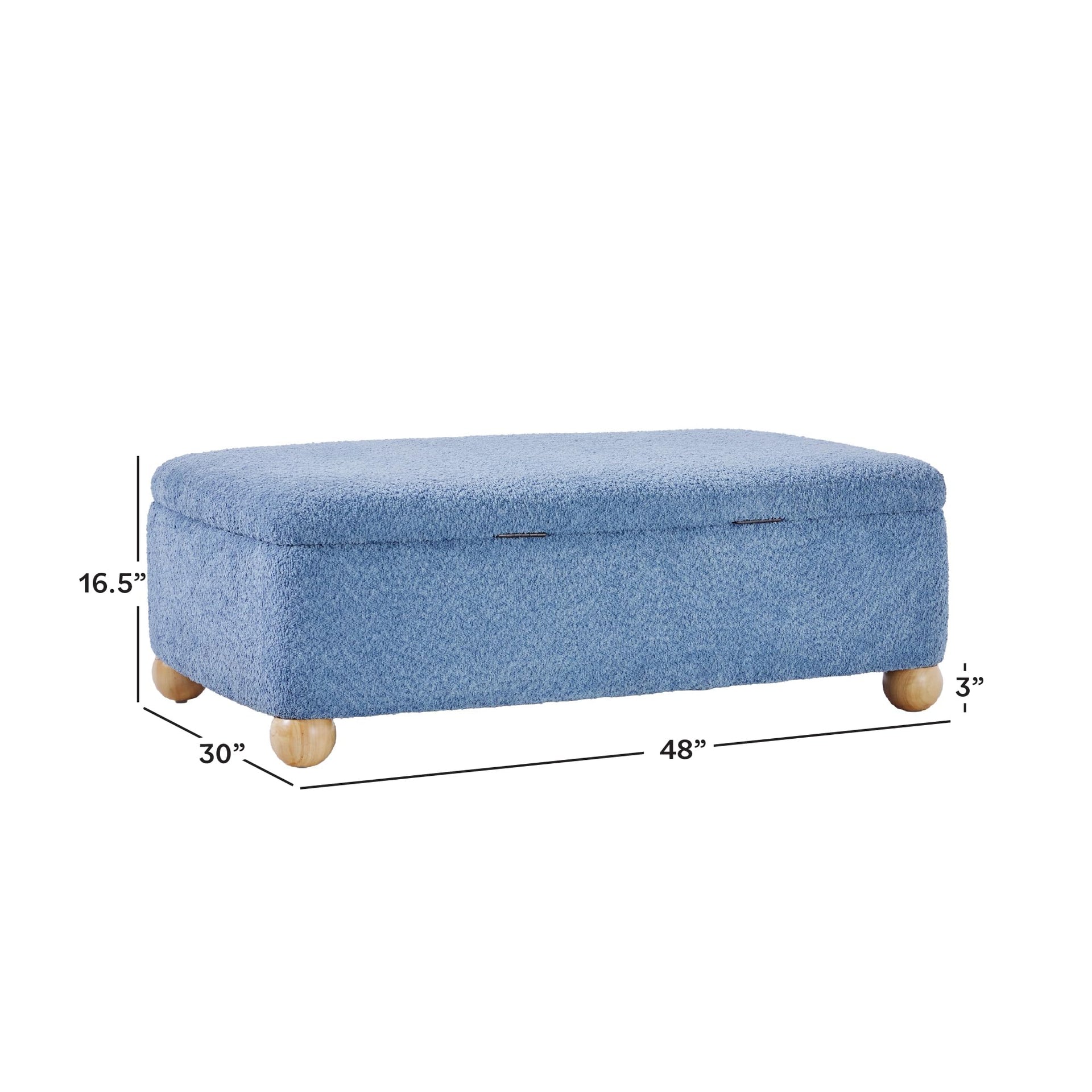 Linley Contemporary Large Storage Bouclé Ottoman with Wood Legs