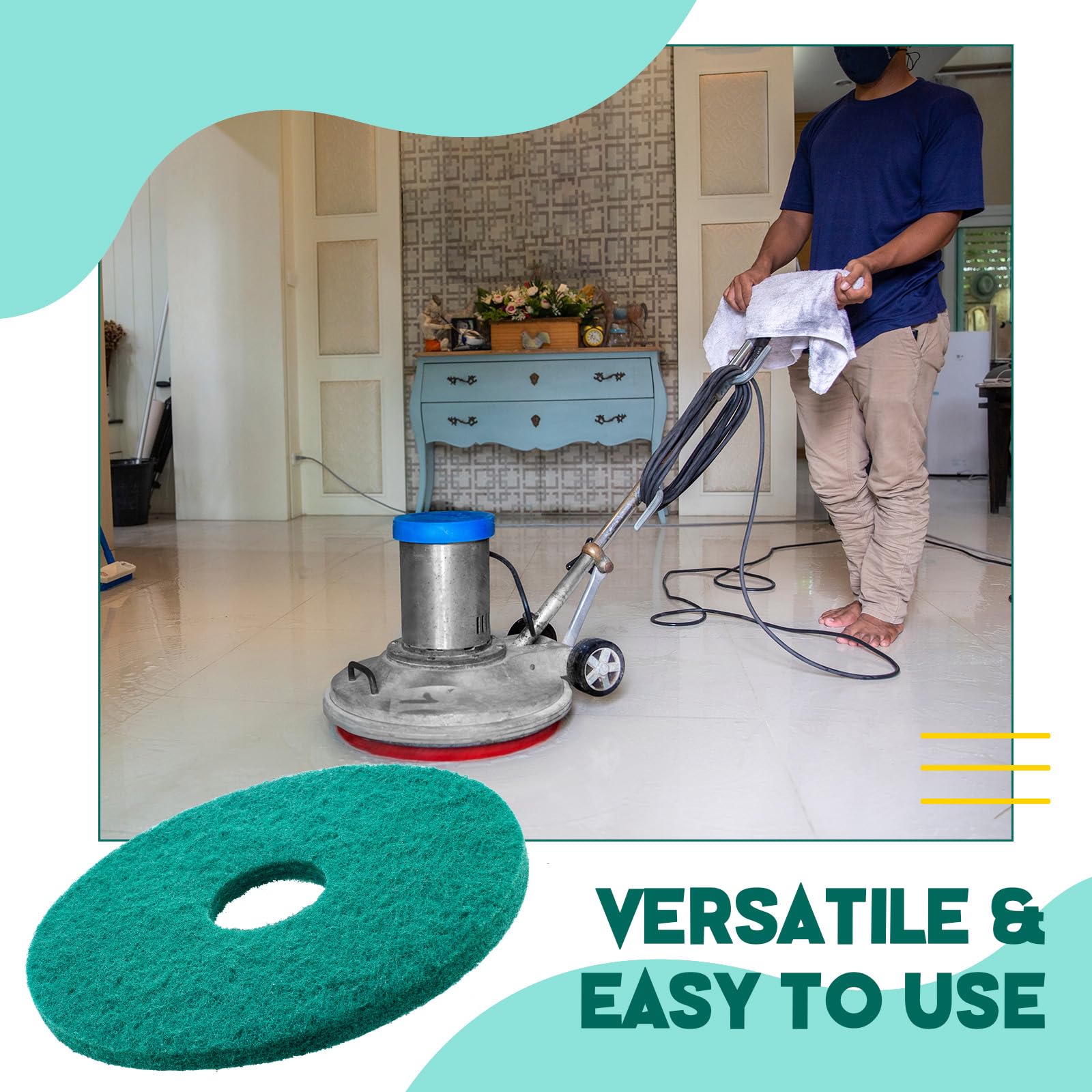 2 Pcs 12" Green Scrubbing Pads Commercial Cleaning Orbiter Pads (2 Count)