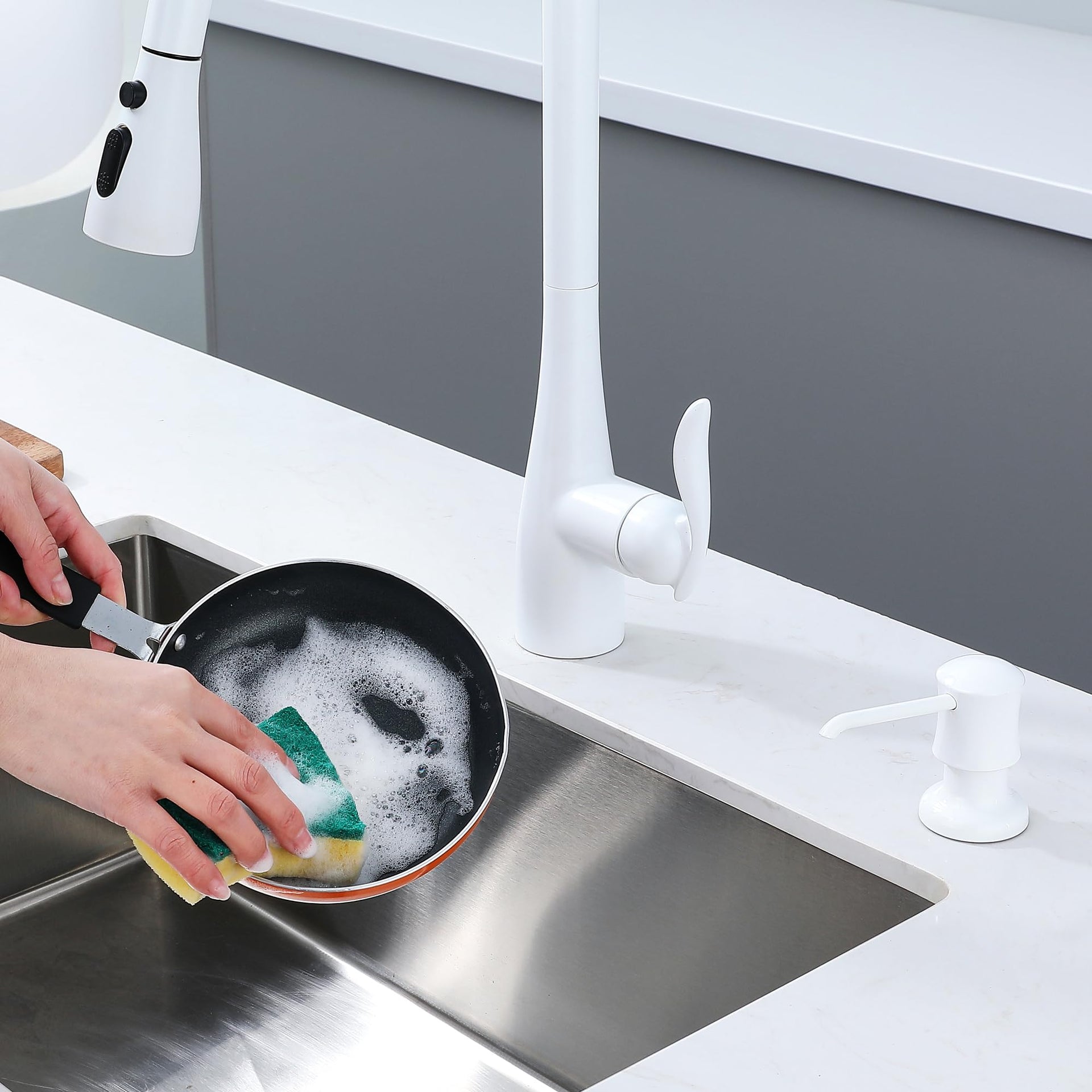 White Sink Soap Dispenser for Kitchen Sink