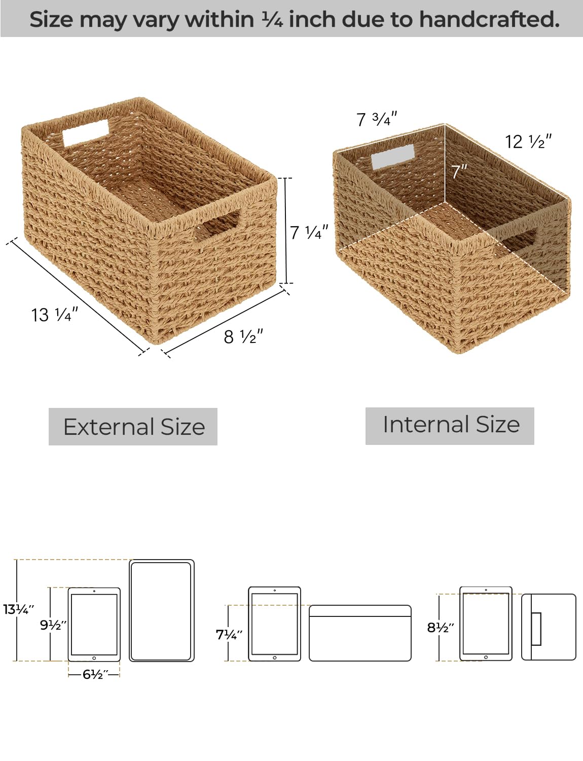 Wicker Storage Baskets for Shelves (2 Count)