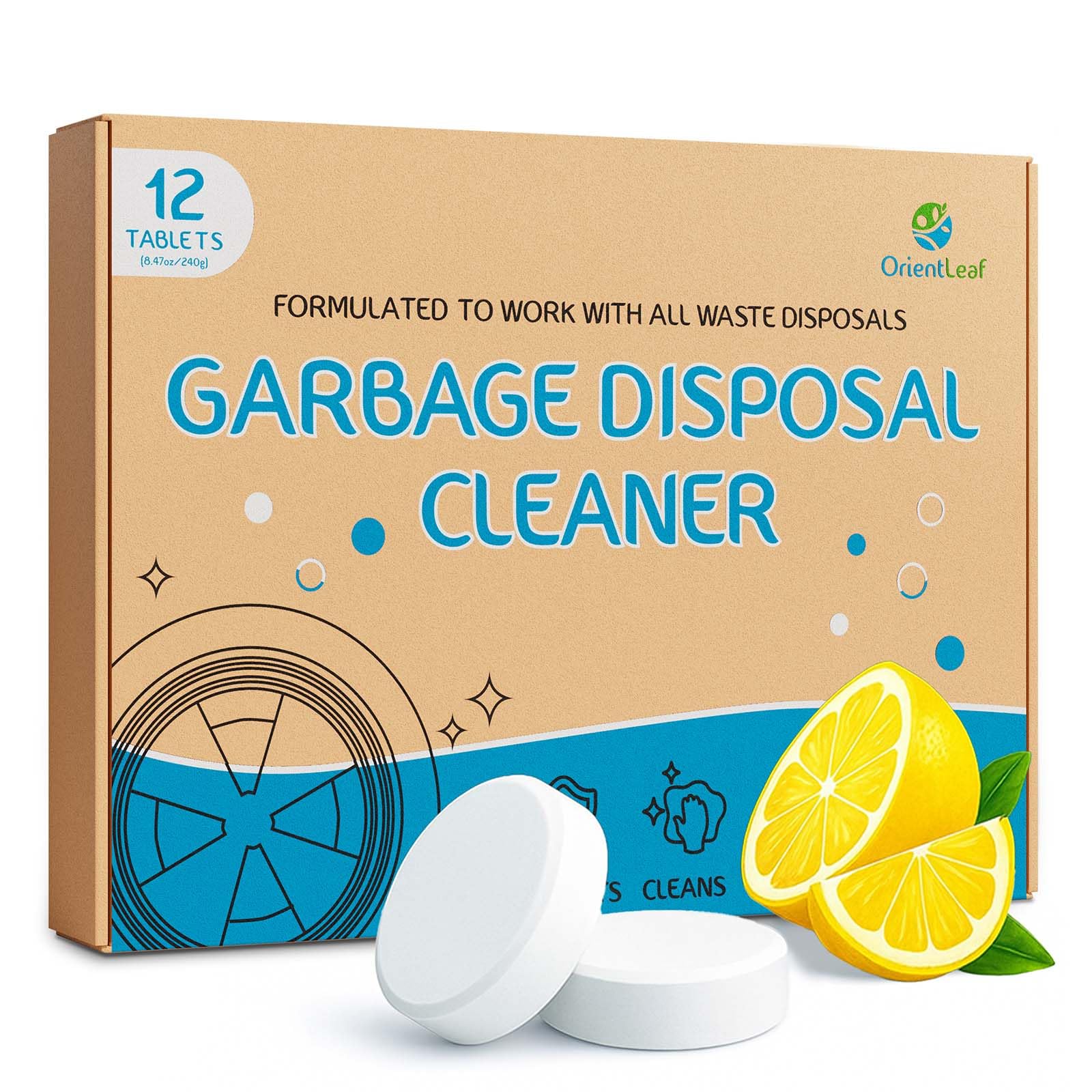 Garbage Disposal Cleaner and Deodorizer Tablets 20g 1 Year Supply Sink Cleaner (12 Count)