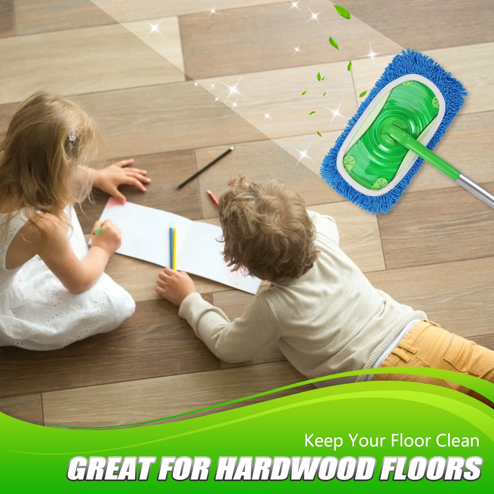 Set of 4 Reusable Microfiber Mop Pads Compatible with Swiffer Sweeper (4 Count)