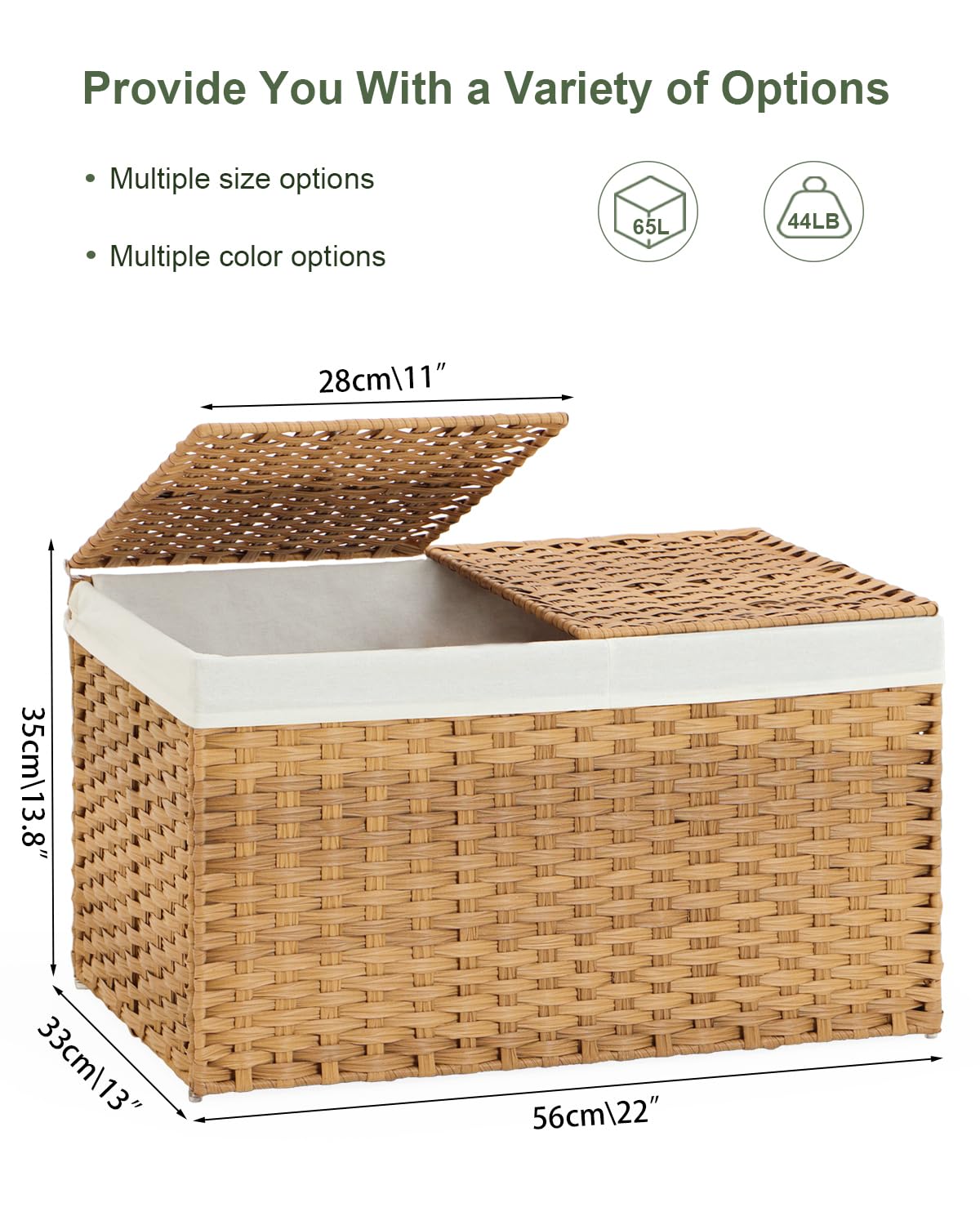 Storage Basket with Lid Rattan Woven Storage Baskets with 2 Separate Lids