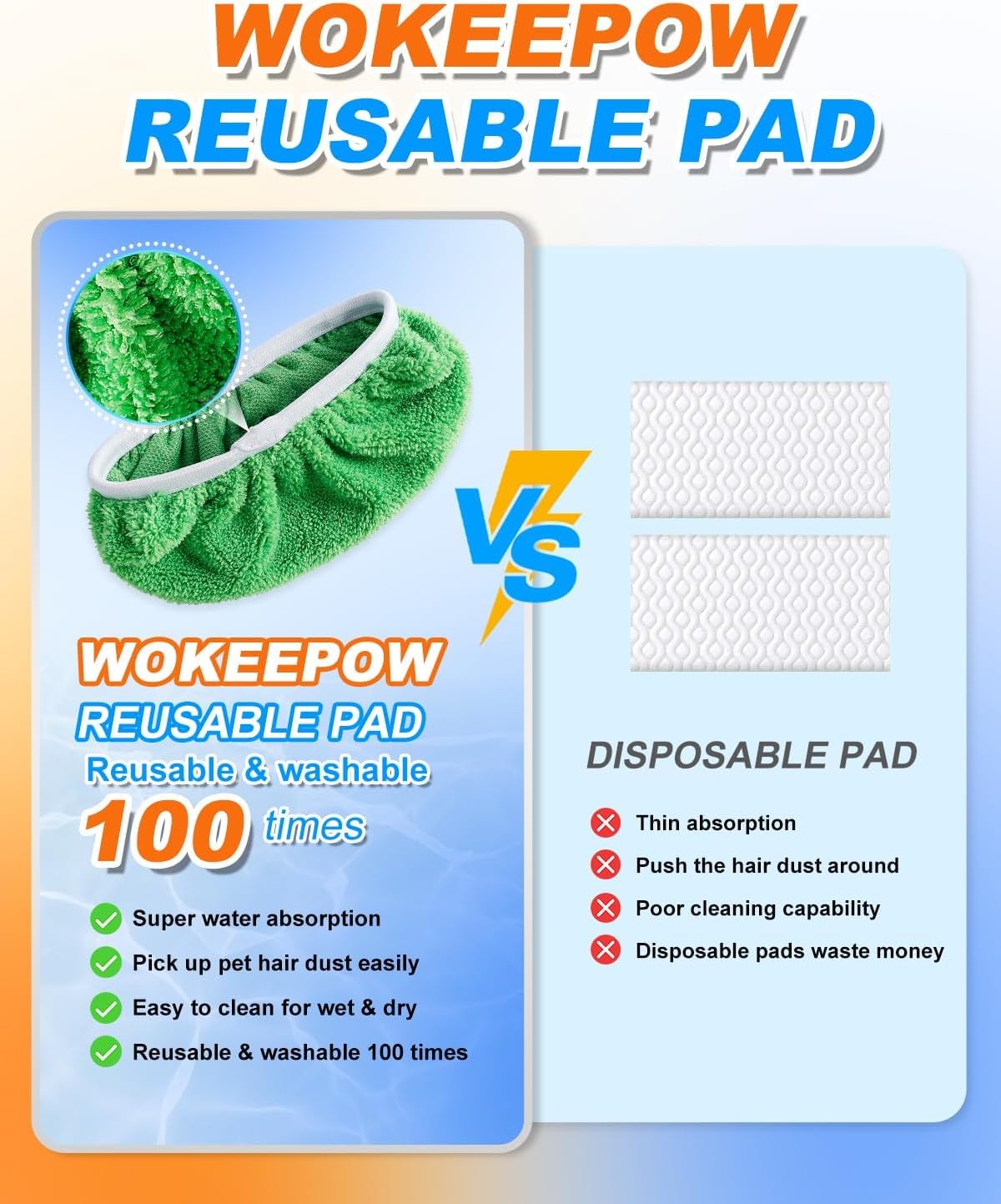 12 Pack Reusable Mop Pads Compatible with Swiffer Sweeper (12 Count)