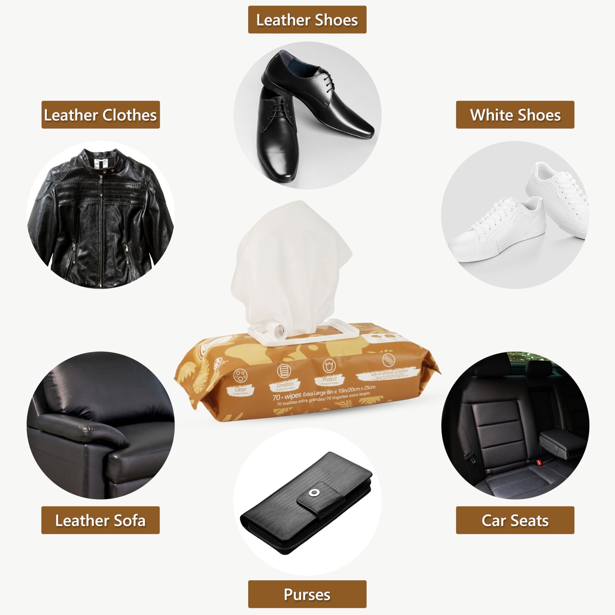 3in1 Leather Cleaner Wipes 70 Count (210 Count)
