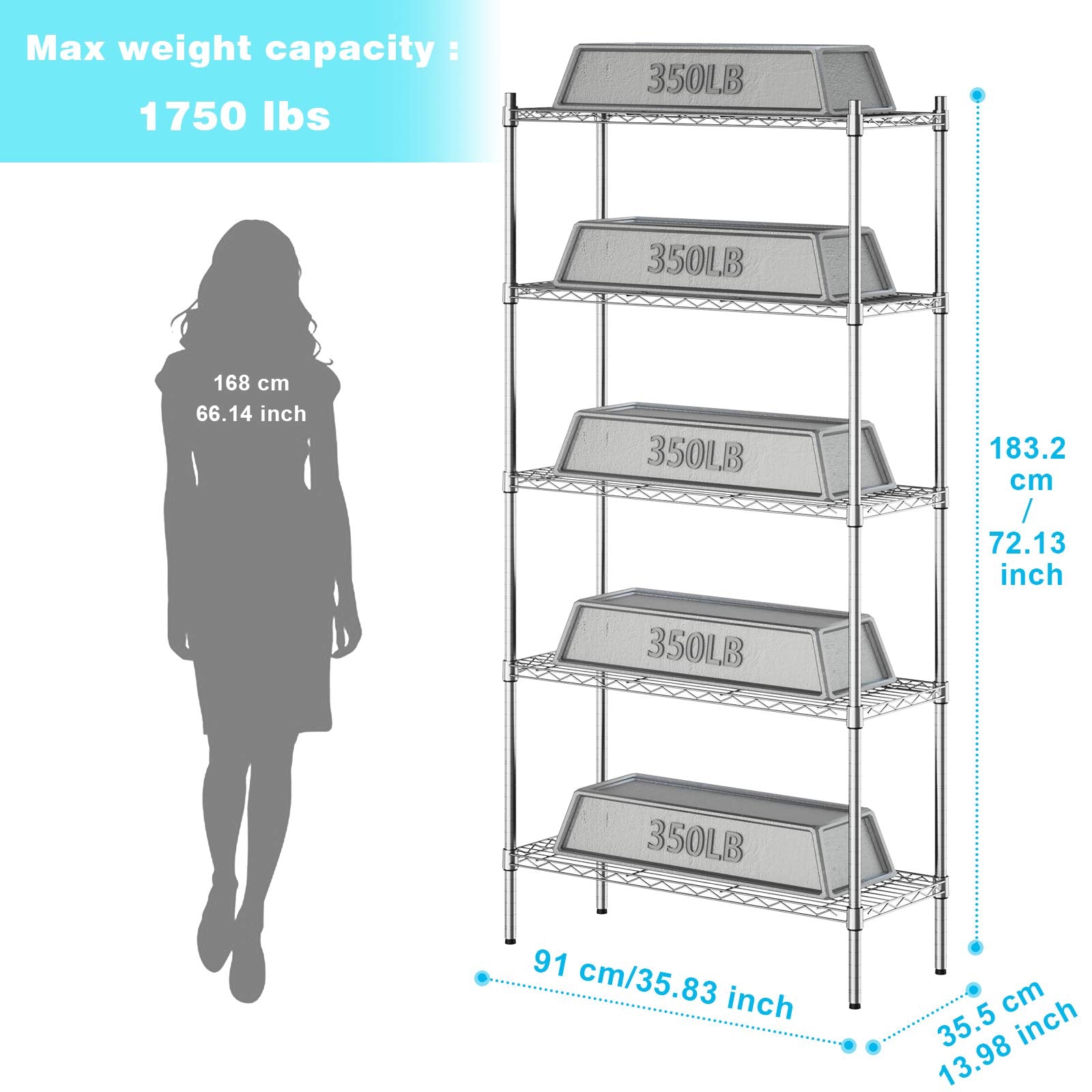5 Tier Heavy Duty Wire Shelving