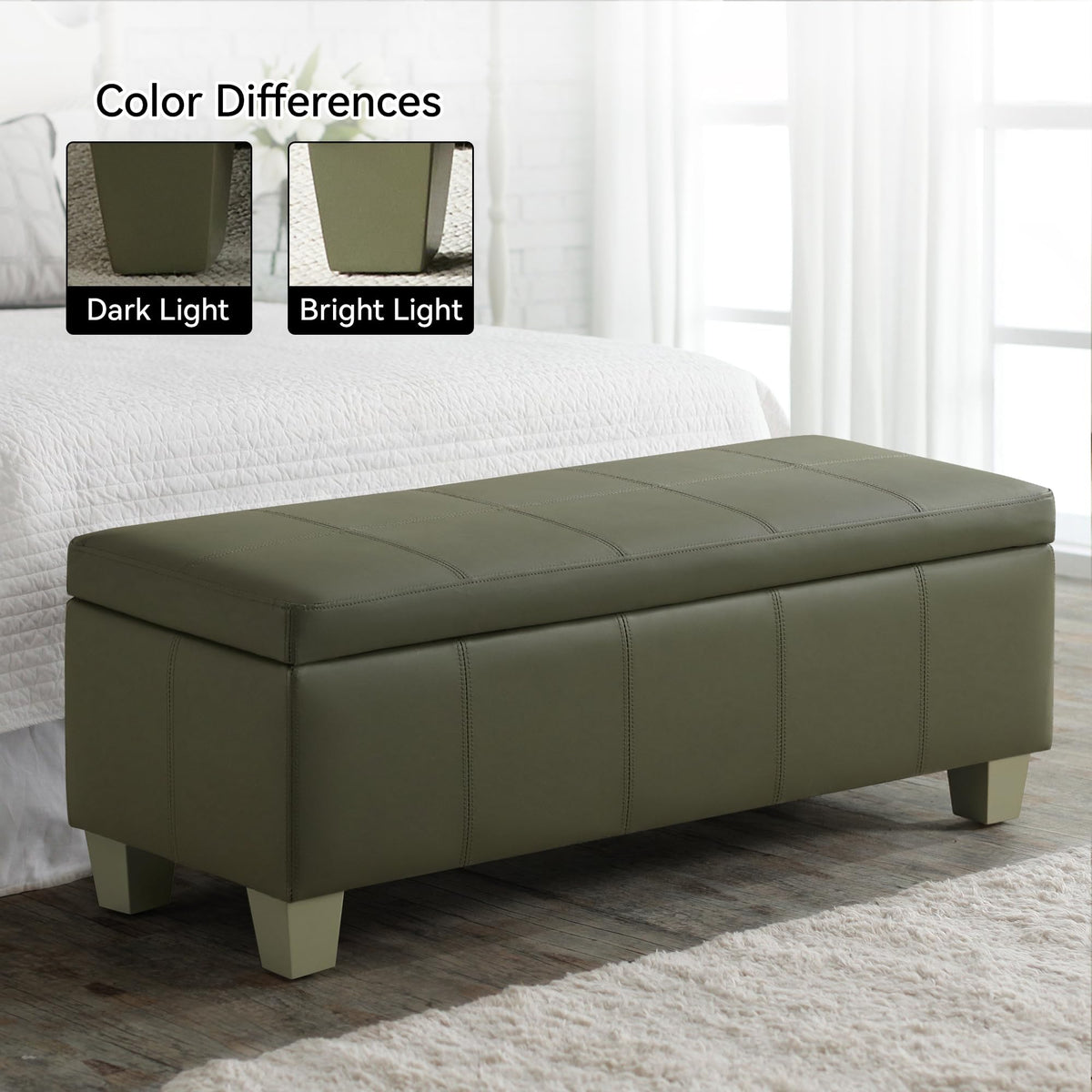 51" Faux Leather Storage Ottoman