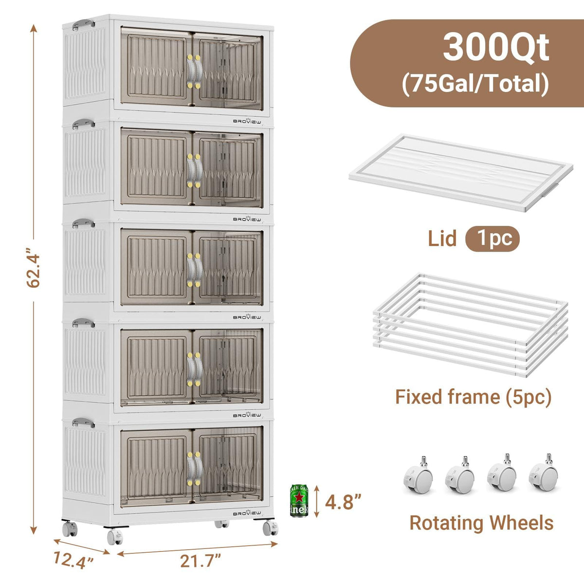 300Qt Stackable Storage Bins with Lid (5 Count)