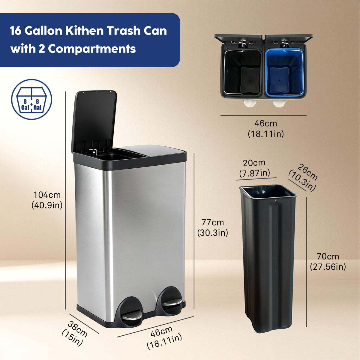 Dual Trash Can (2 Count)