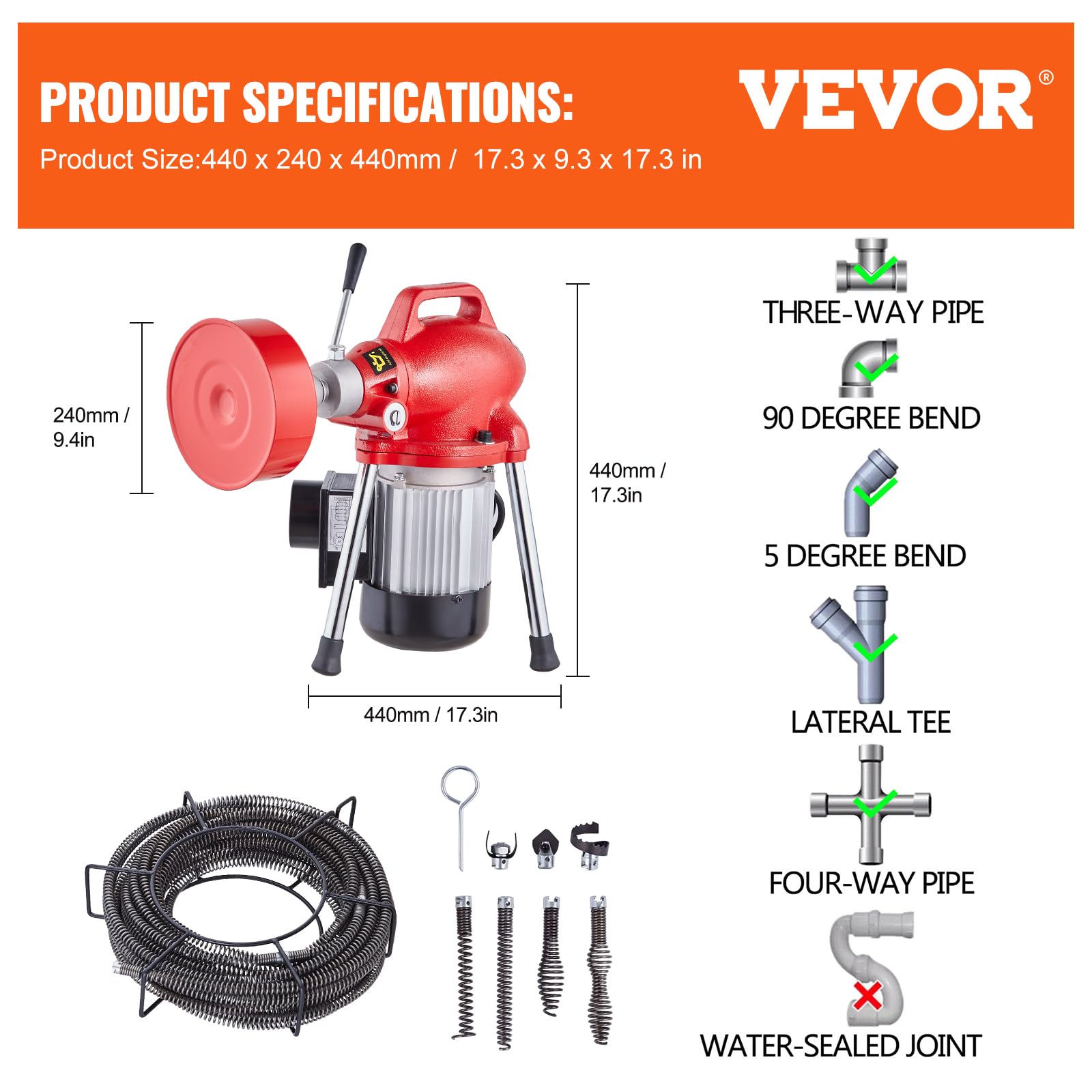 Drain Cleaner Machine 66FT x 5