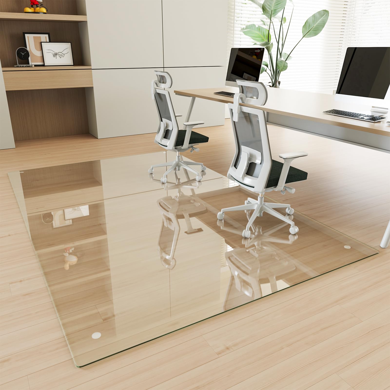 Tempered Glass] 48" x 72" Glass Office Chair Mat for Carpet