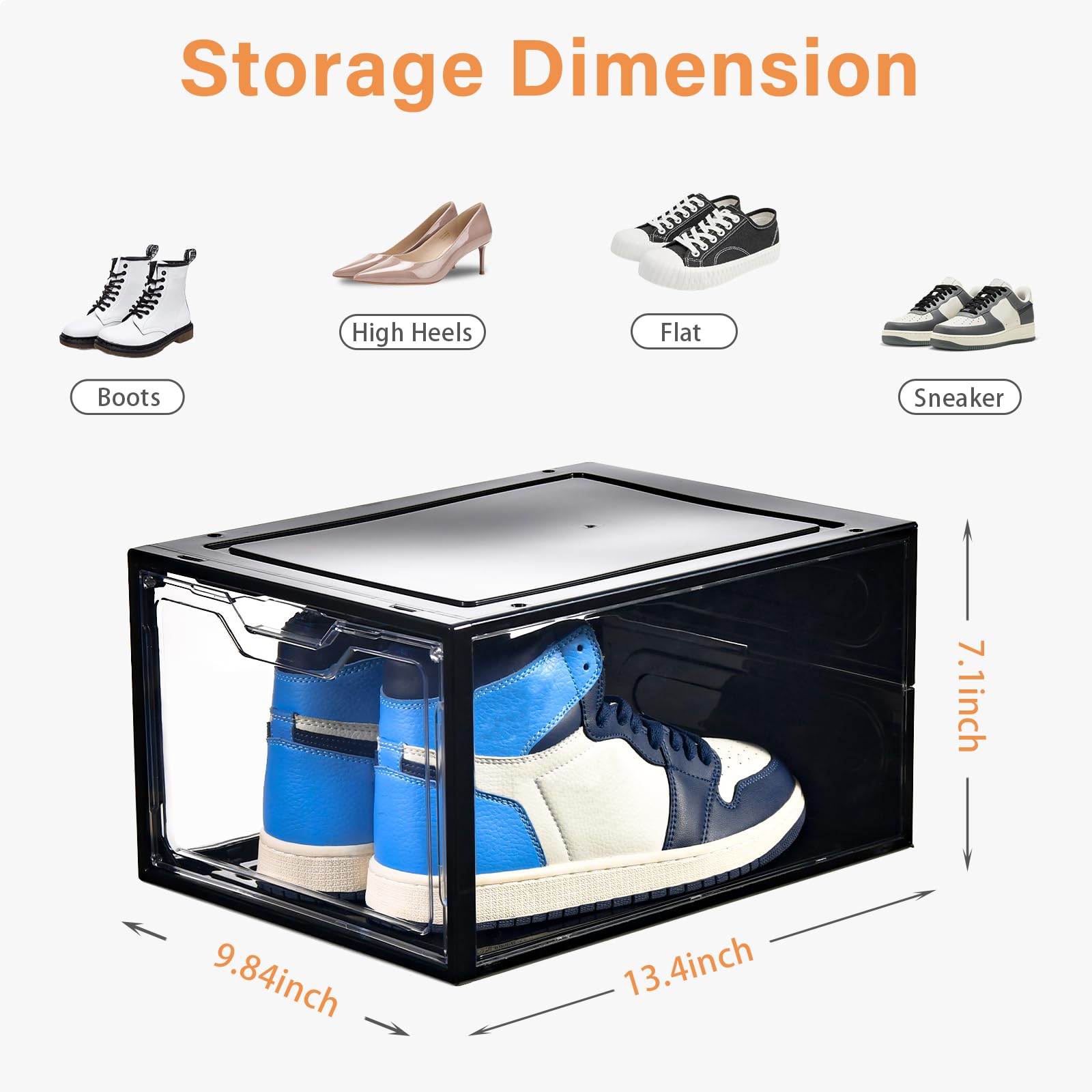 12 Pack Stackable Shoe Storage Organizer with Magnetic Door (12 Count)