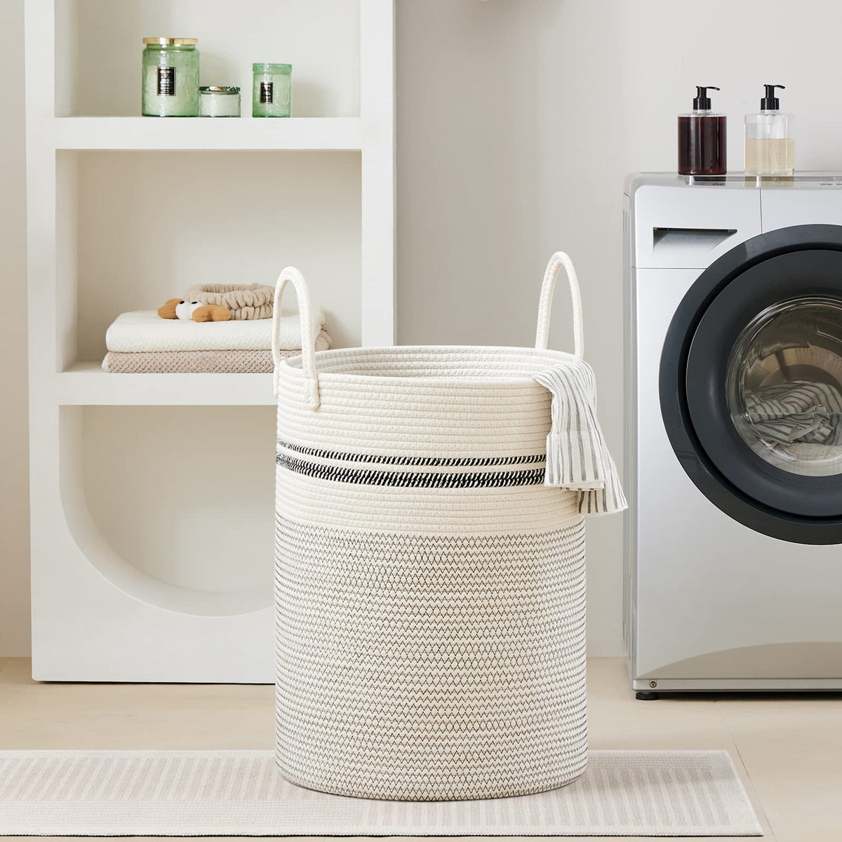 100L Extra Large Woven Laundry Basket Hamper