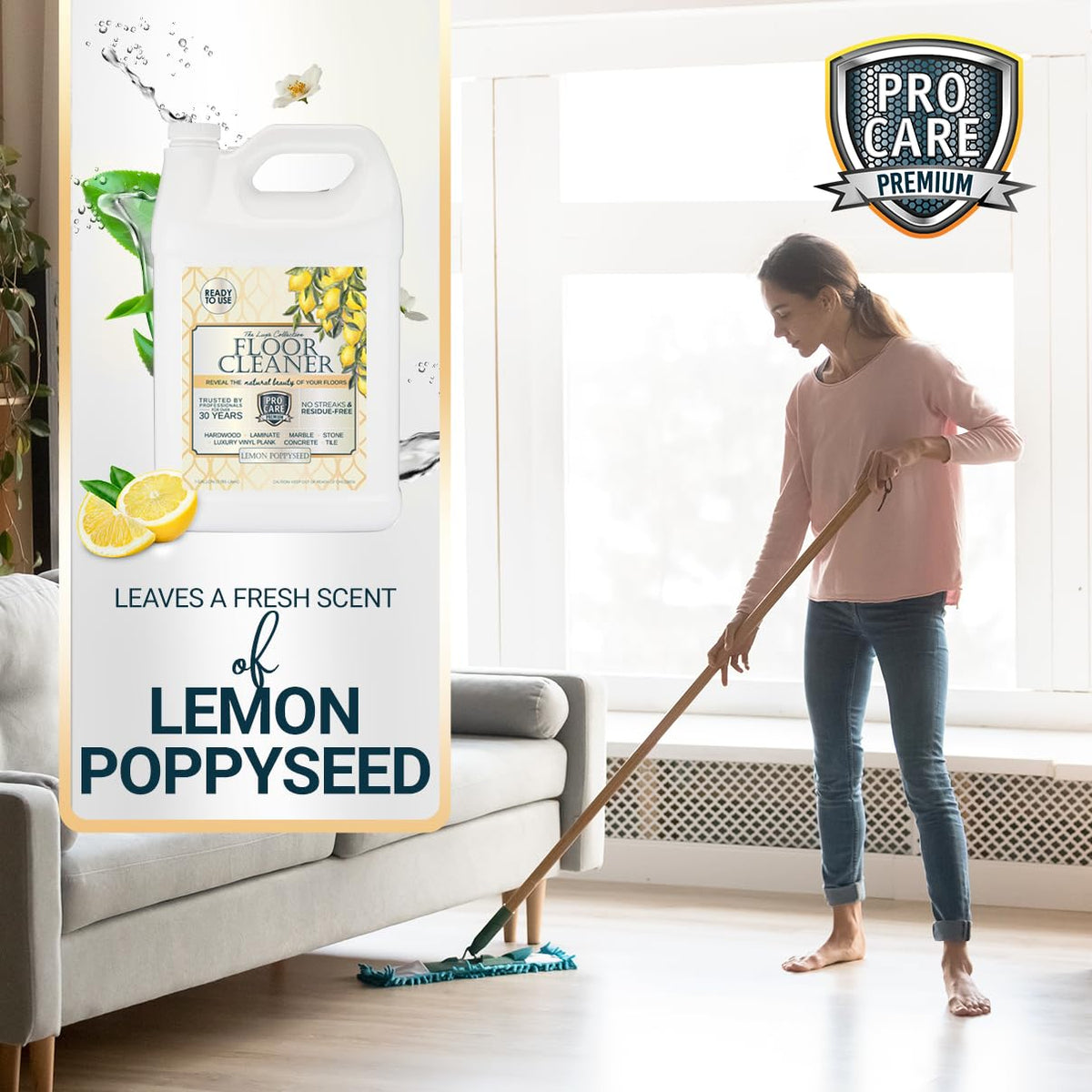 Floor Cleaner Ready to Use Lemon Poppyseed (128 Fl Oz)