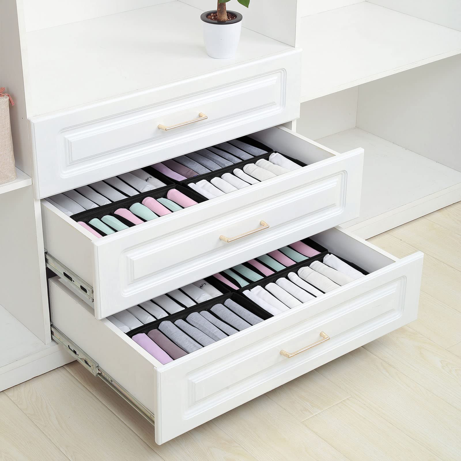 4 Pack Drawer Organizers for Clothing (4 Count)