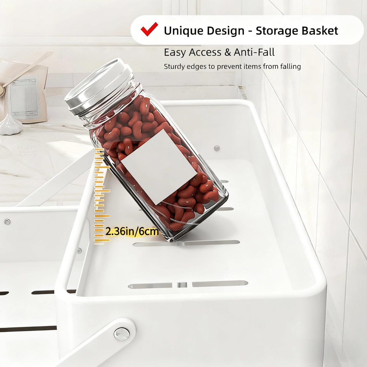 Spice Rack 3 Tier Foldable Seasoning Organizer Jars Storage Holder Step Shelf for Cabinet Kitchen Countertop Pantry Coffee Bar White