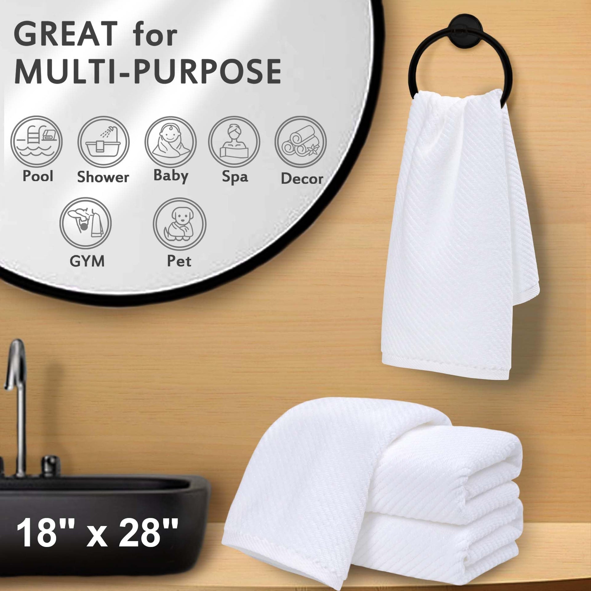 White Hand Towels 4PC (4 Count)