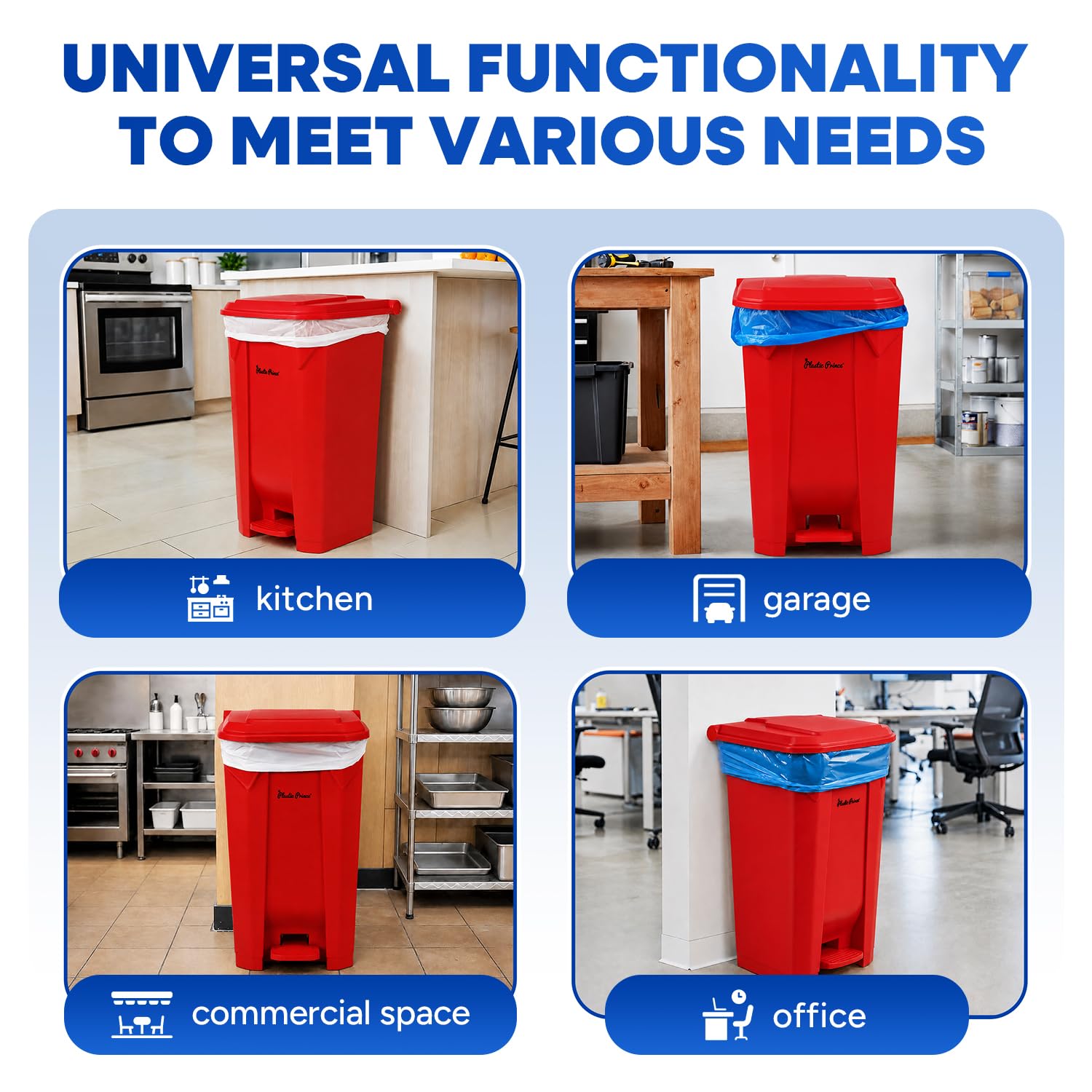 27 Gallon Step On Trash Can with Lid