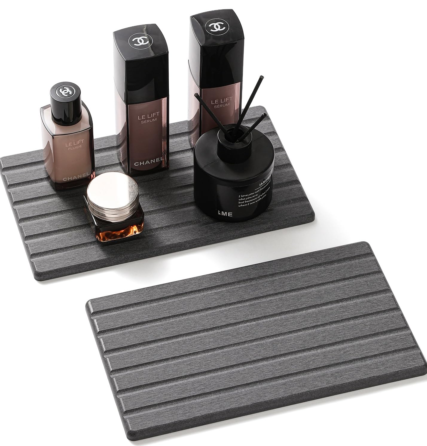 2PCS Water Absorbing Stone Drying Tray Mat for Bathroom Sink & Kitchen Counter Organizer (2 Count)