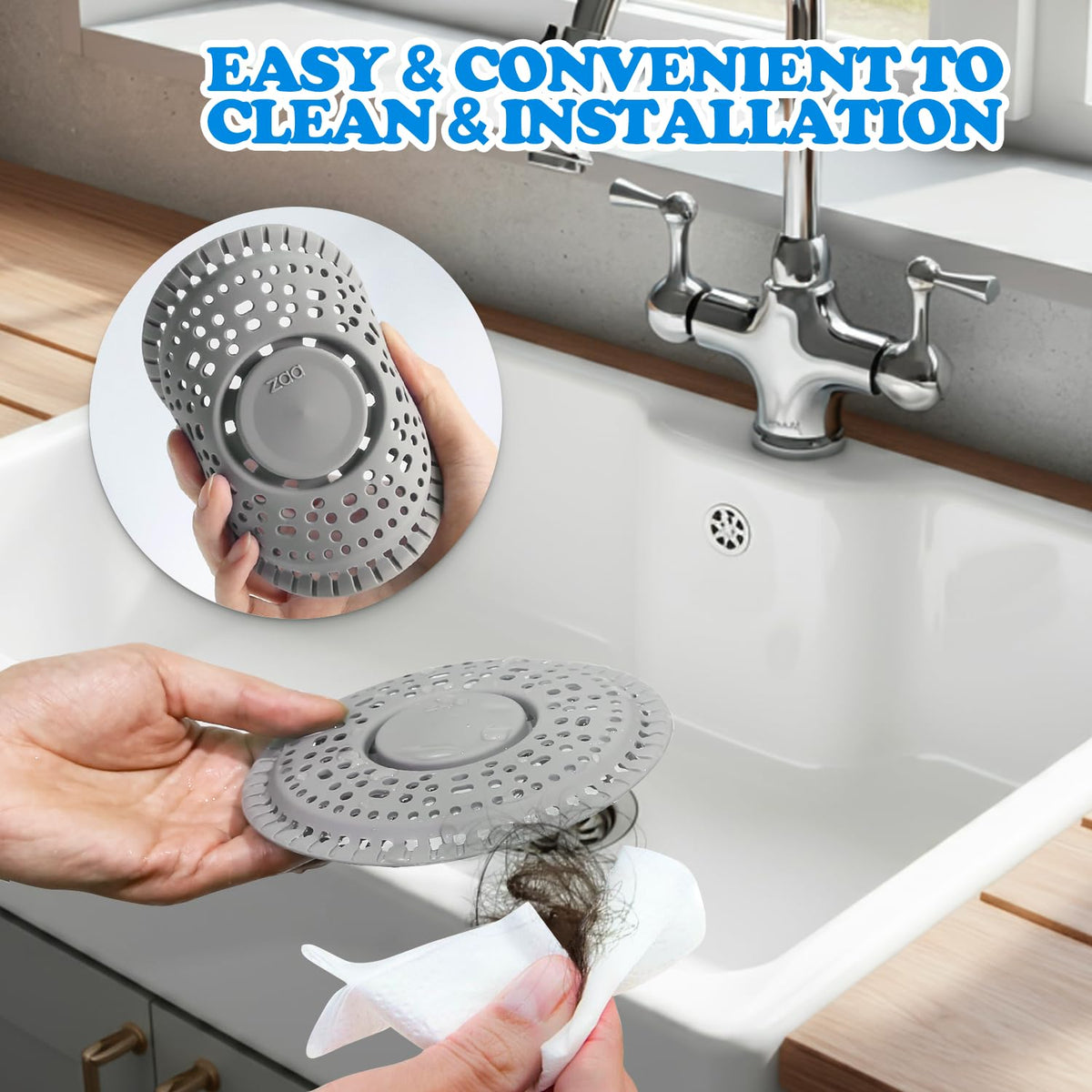 Shower Drain Hair Catcher Silicone Flat Floor Strainer Protector