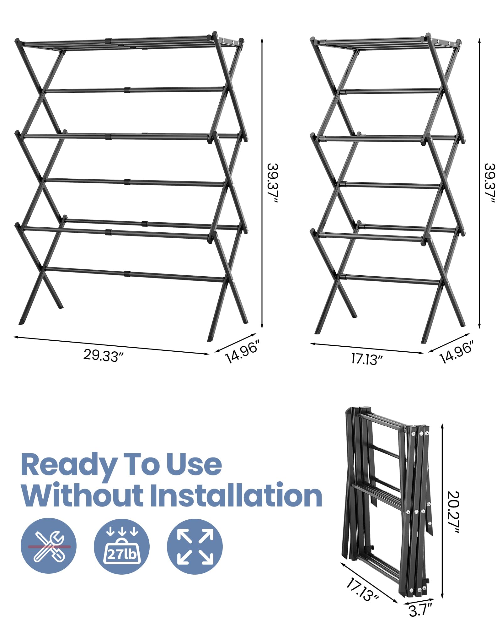Oversize 3 Tier Clothes Drying Rack