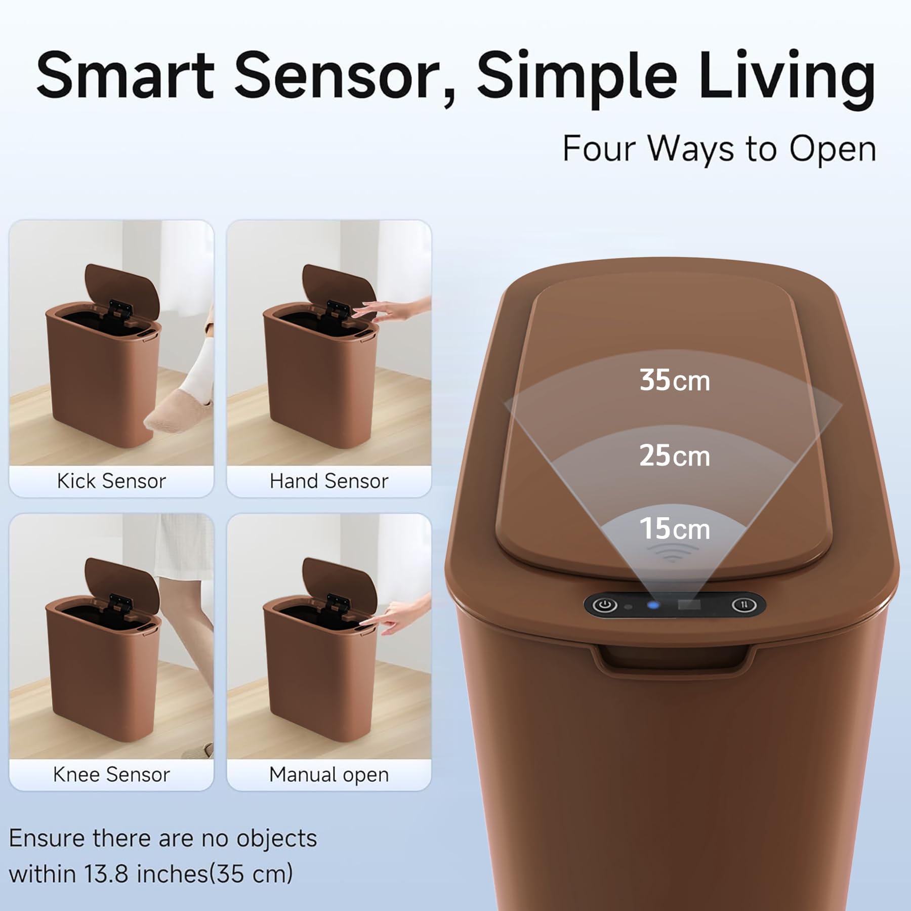 Automatic Motion Sensor Bathroom Trash Can with Lid