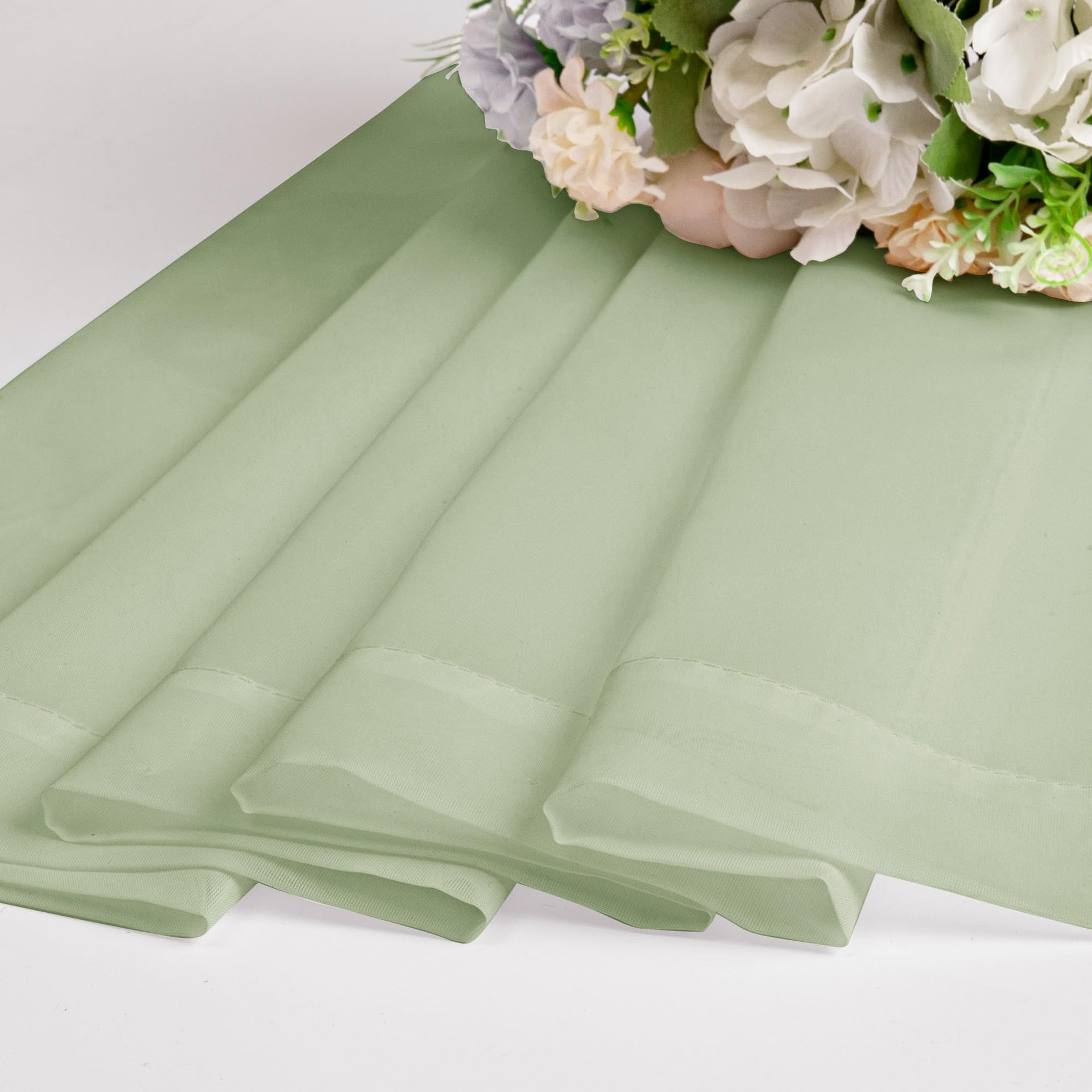 Light Green Sheer Curtains 36 inch Length 2 Panels Set (2 Count)