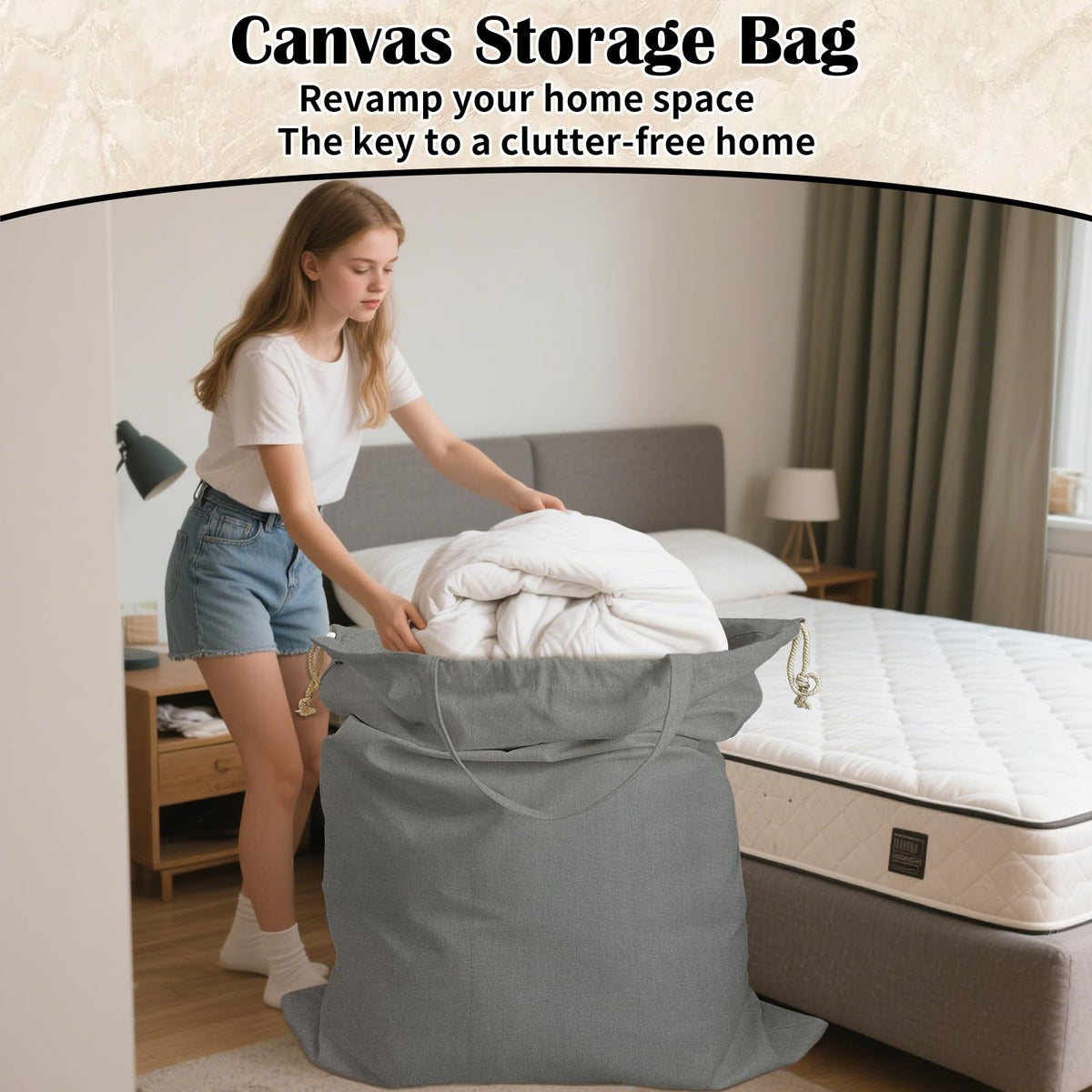 Canvas Laundry Bag 40"W x35"H