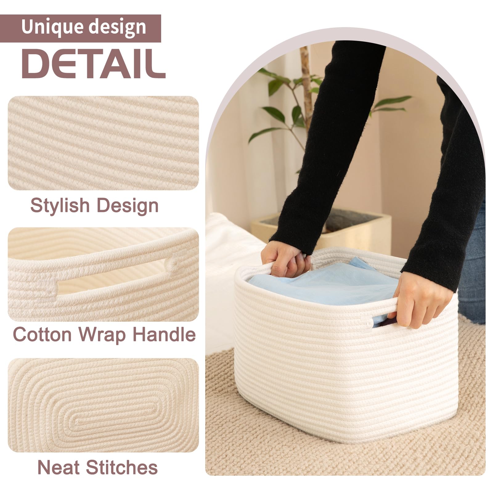 4 Pack Storage Baskets for Organizing 15L Cube Storage Bins White (4 Count)