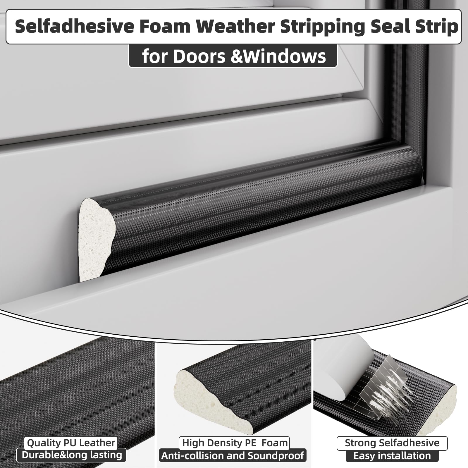 9.8 Ft Weather Stripping Seal Strip for Doors