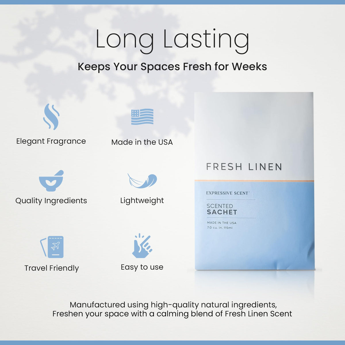 6 Pack Fresh Linen Large Scented Sachet Envelope by Expressive Scent (6 Count)