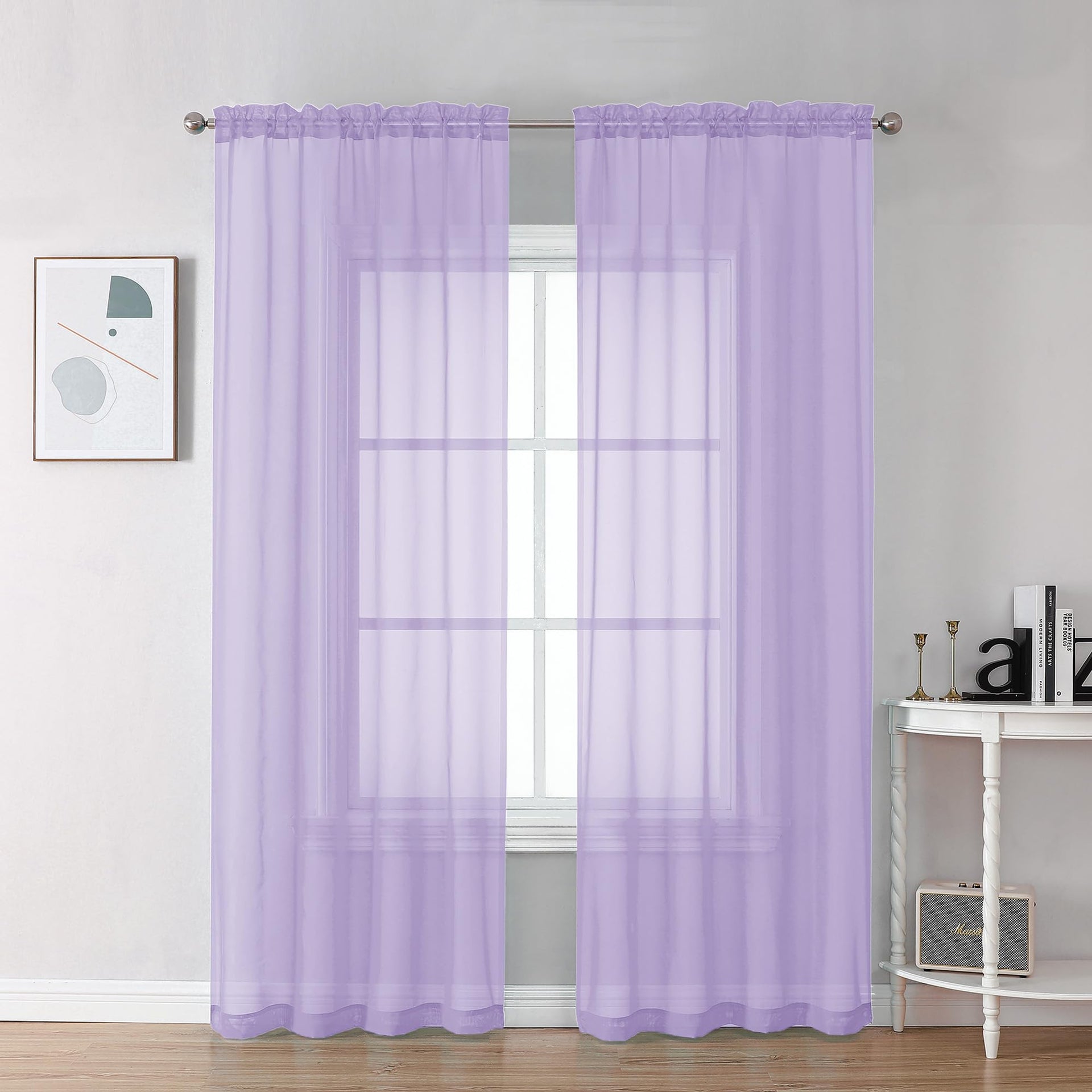 Lilac Sheer Curtains 78 Inches Long 2 Panels Set for Living Room (2 Count)