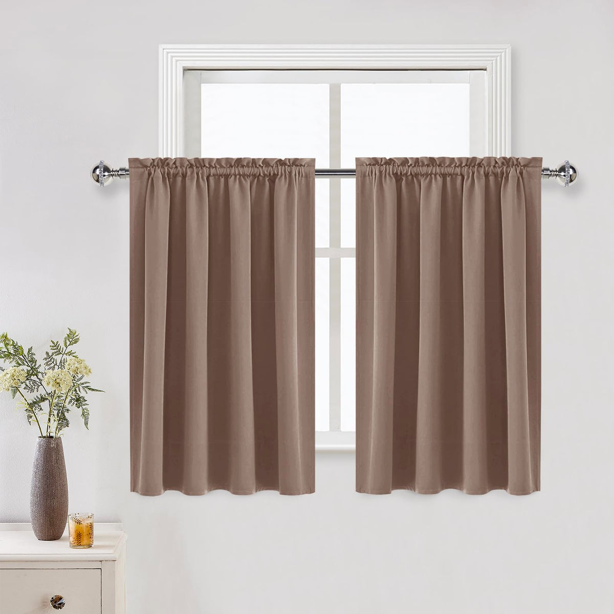 Short Blackout Curtains 52 x 36 Inch Long for Kitchen RV Bunk Khaki (2 Count)
