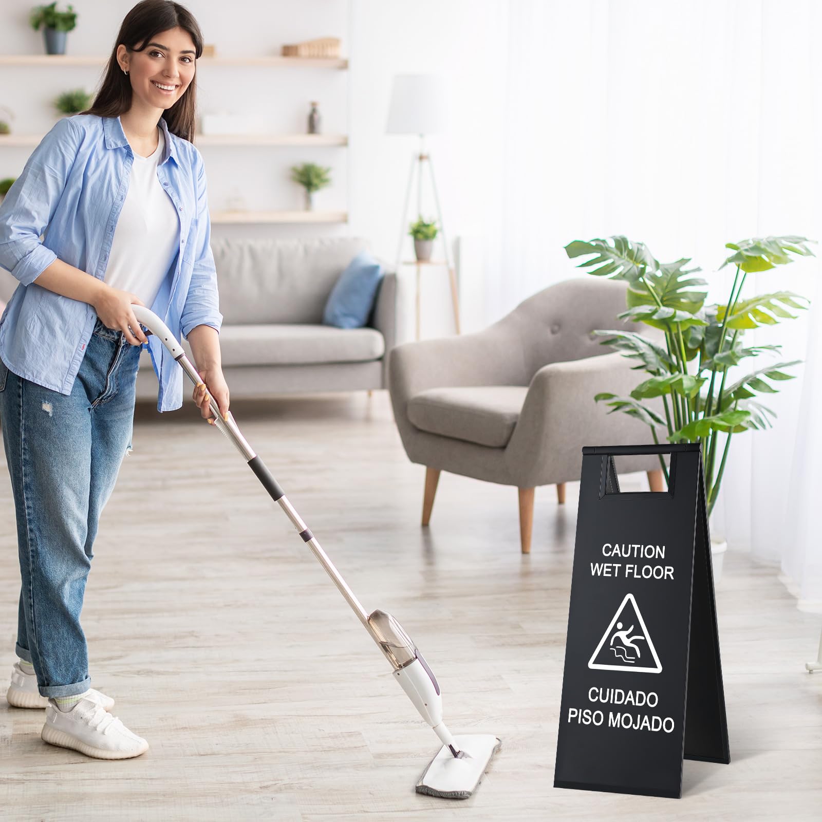 4 Pcs Stainless Steel Wet Floor Sign Bulk