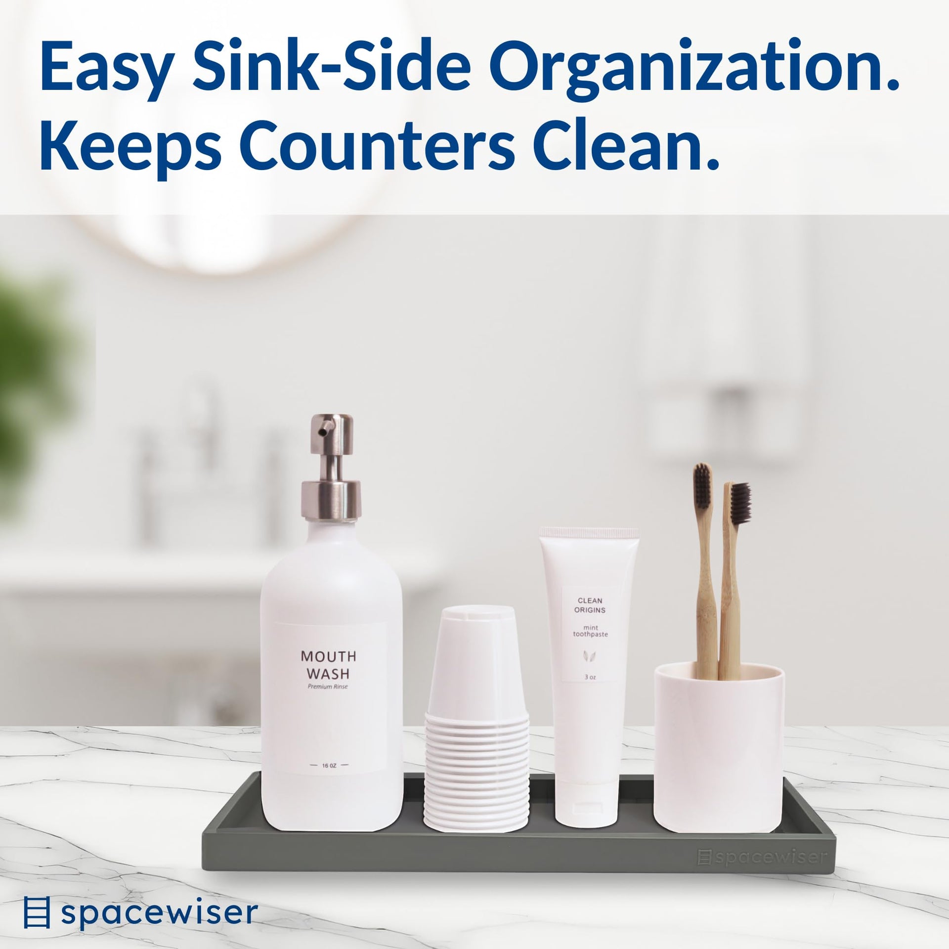 Silicone Countertop & Vanity Bathroom Tray (2 Count)