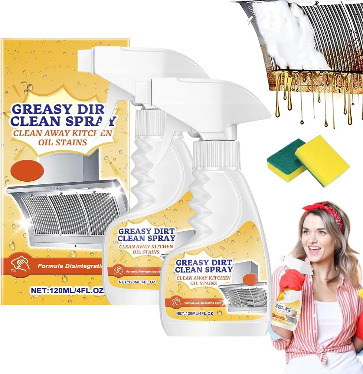 Multifunctional Powerful Kitchen Foam Cleaner, Rotateepic Foam Cleaner, Greasy Dirt Clean Spray, All-Purpose Heavy Duty Degreaser Cleaning Spray for Oven, Stove and Range Hood (2pcs) - ModHome Supplies