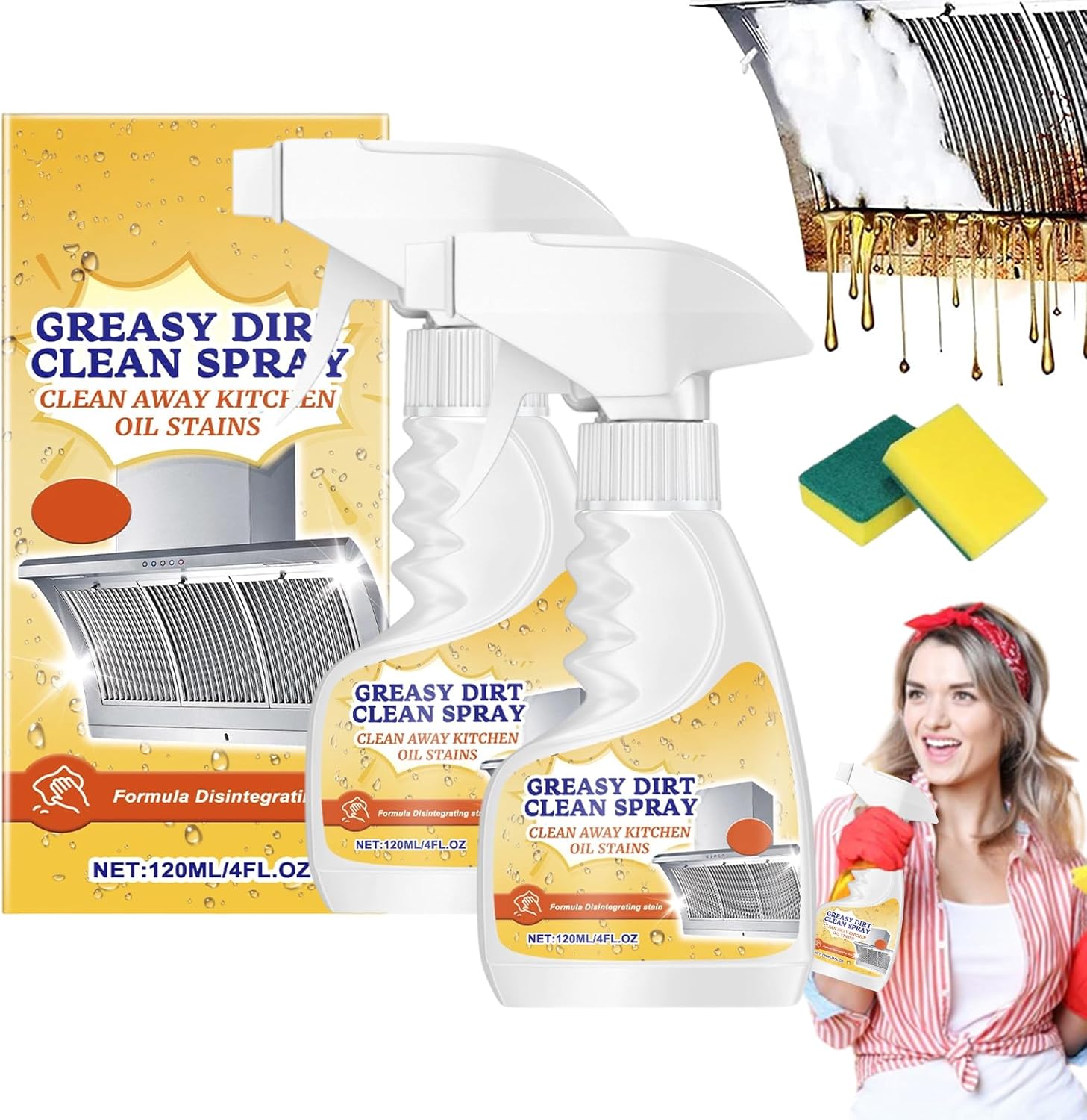 Multifunctional Powerful Kitchen Foam Cleaner, Rotateepic Foam Cleaner, Greasy Dirt Clean Spray, All-Purpose Heavy Duty Degreaser Cleaning Spray for Oven, Stove and Range Hood (2pcs) - ModHome Supplies