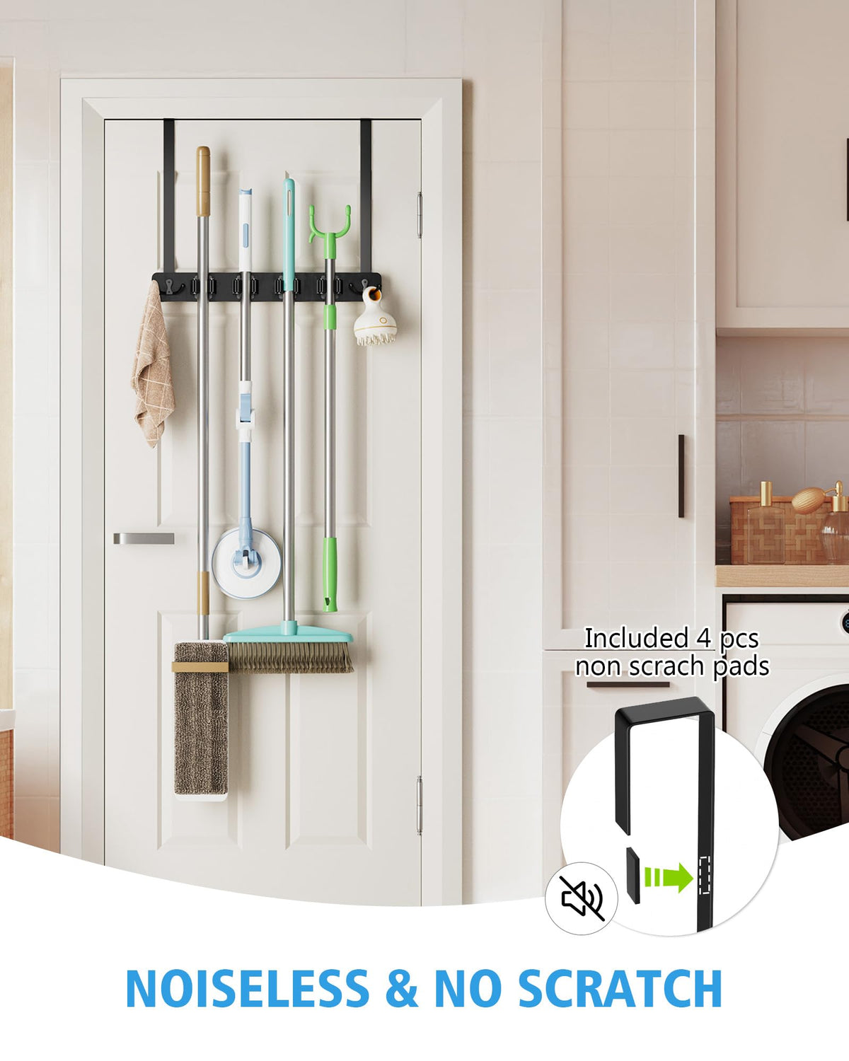 Over the Door Broom and Mop Holder