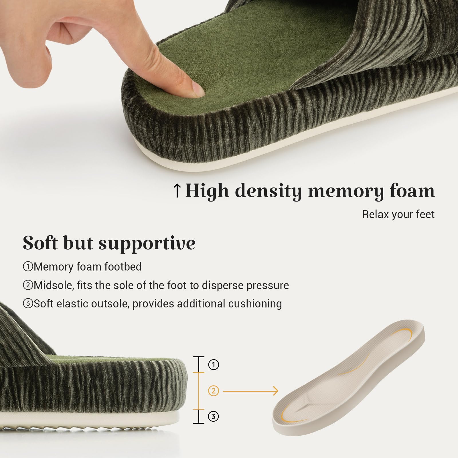 Slippers for Women Memory Foam House Bedroom Bow Crossbands Pearlescent Slipper Shoes Comfy Trendy Gift Slippers Olive Size 7 8 6.5