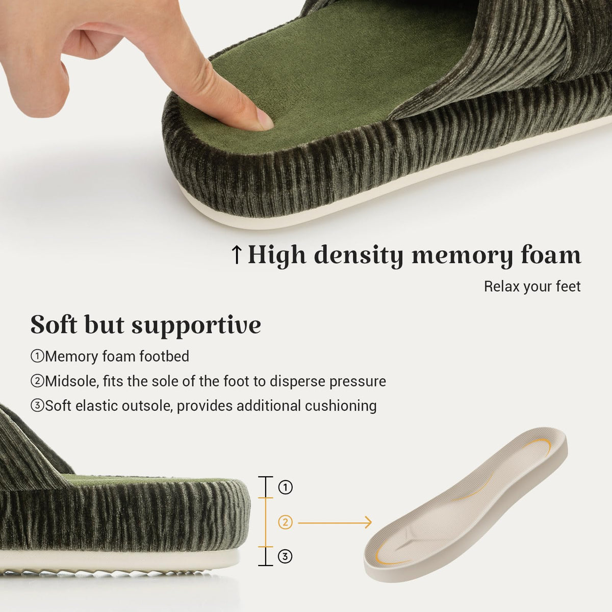 Slippers for Women Memory Foam House Bedroom Bow Crossbands Pearlescent Slipper Shoes Comfy Trendy Gift Slippers Olive Size 9 10 8.5