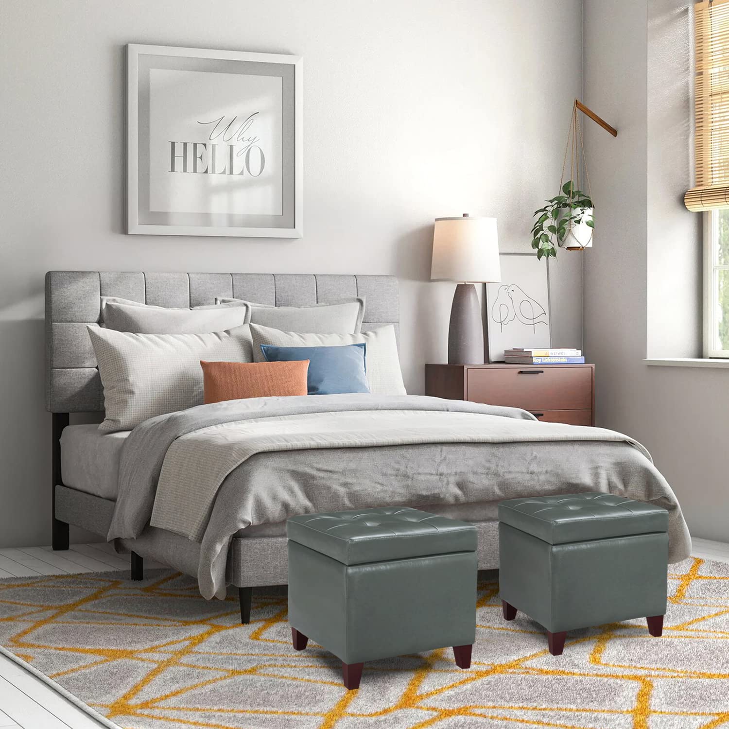 18" Square Storage Ottoman with Hinged Lid