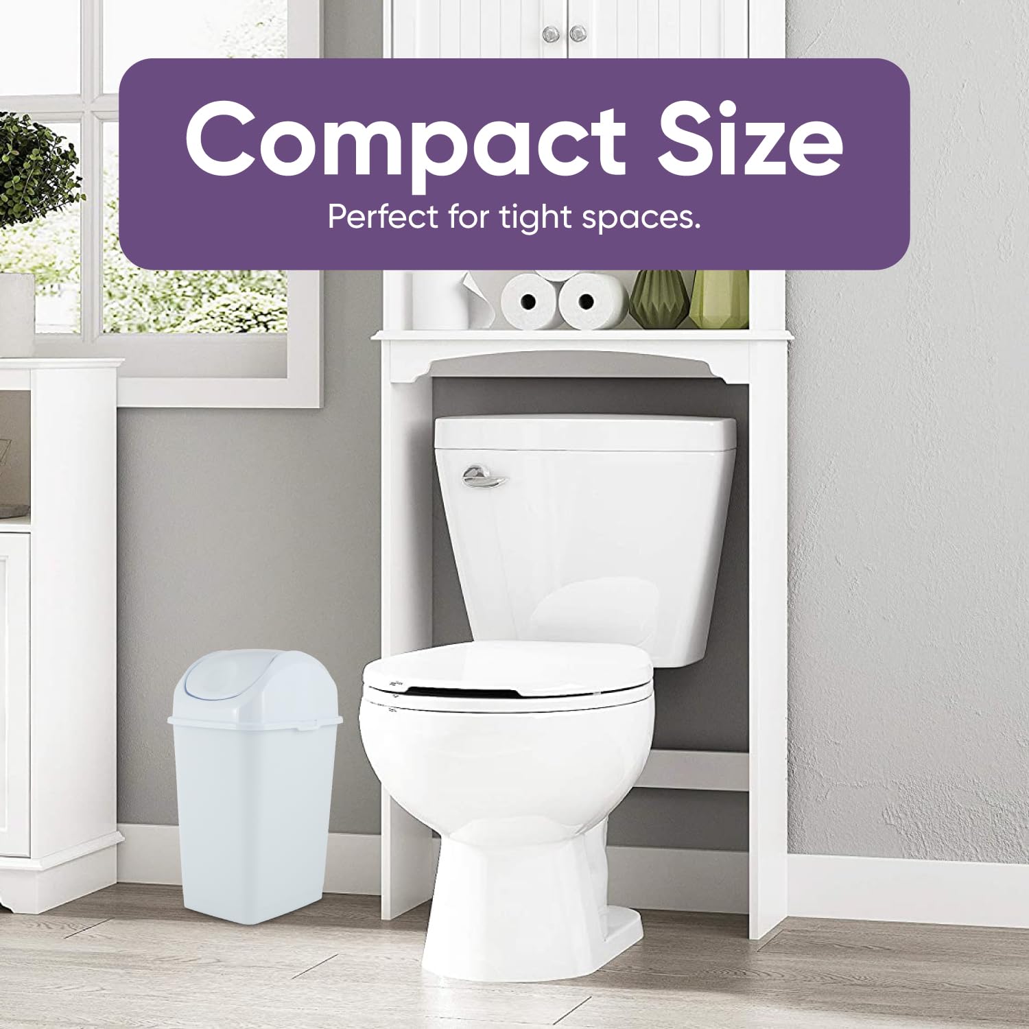 Medium Trash Can with Lid 4.5 Gallon Plastic Swing Top Garbage Can Slim Waste Bin for Under Sink