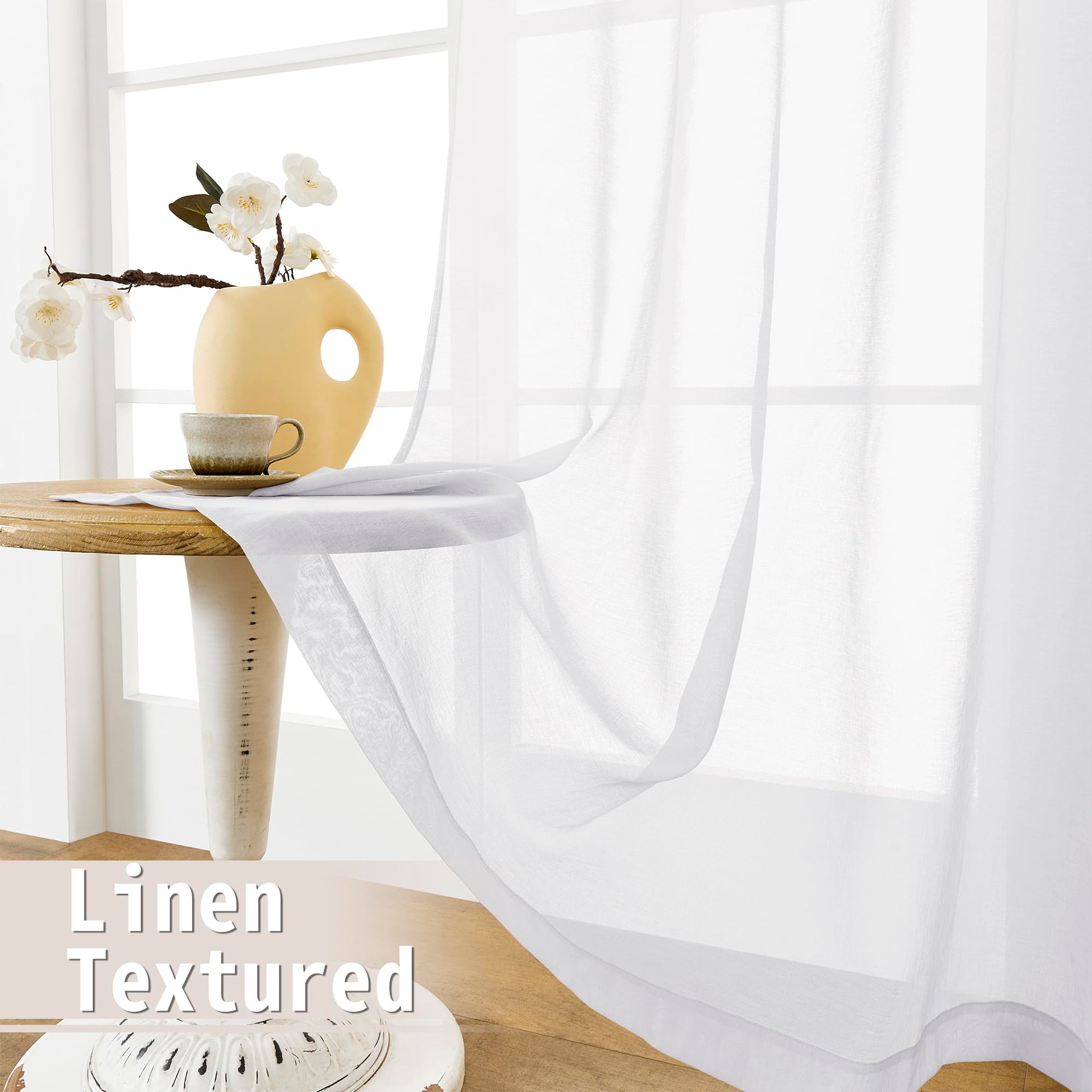 Sheer Door Curtain Closet Linen Textured Curtains Sheer Doorway Light Filtering Voile Patio Glass Doors Rod Pocket Curtain French Door