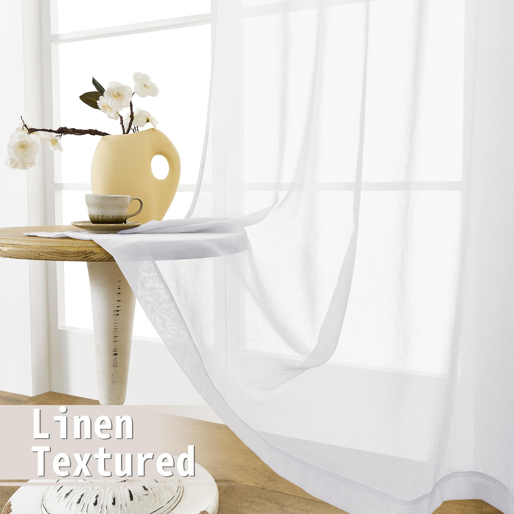 Sheer Door Curtains Closet Linen Textured Curtains Sheer Doorway Light Filtering Voile French Doors Rod Pocket Curtain Patio Glass Door